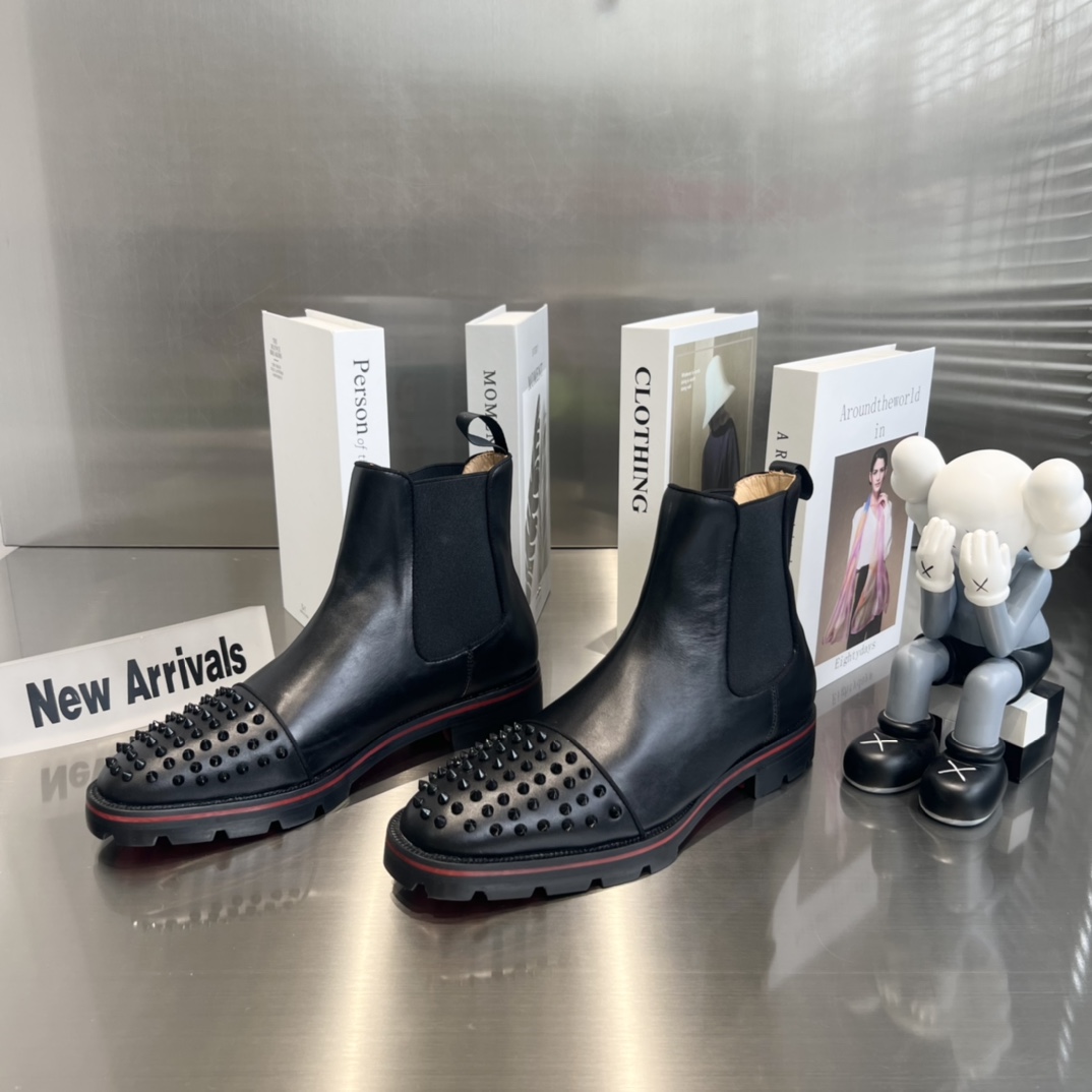 Christian Louboutin Melon Spikes Boots - FashionPlug