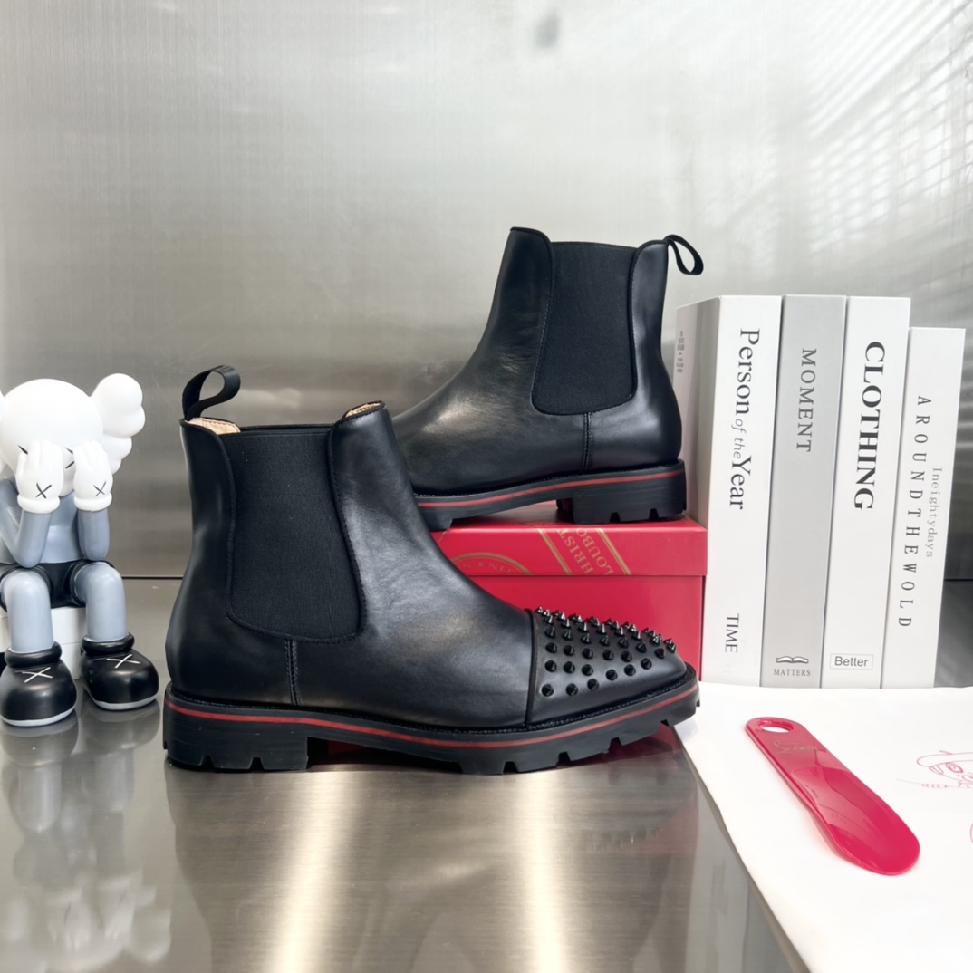Christian Louboutin Melon Spikes Boots - FashionPlug
