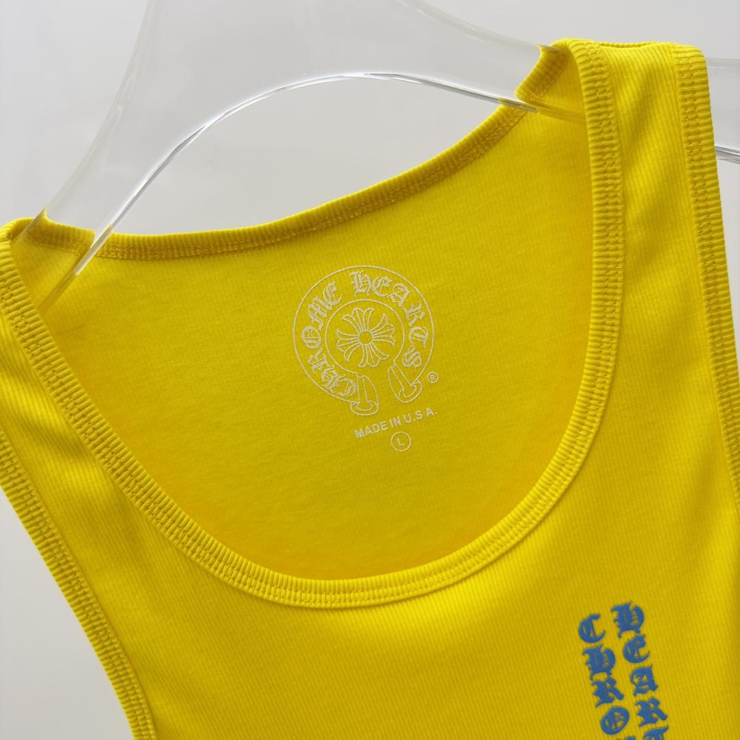 Chrome Hearts Yellow Vertical Logo Tank Top - FashionPlug