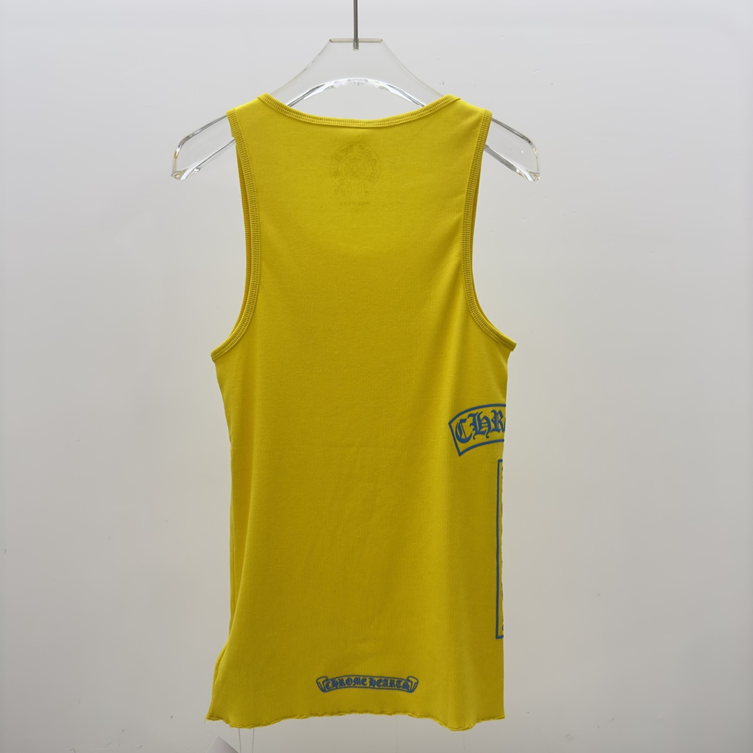 Chrome Hearts Yellow Vertical Logo Tank Top - FashionPlug
