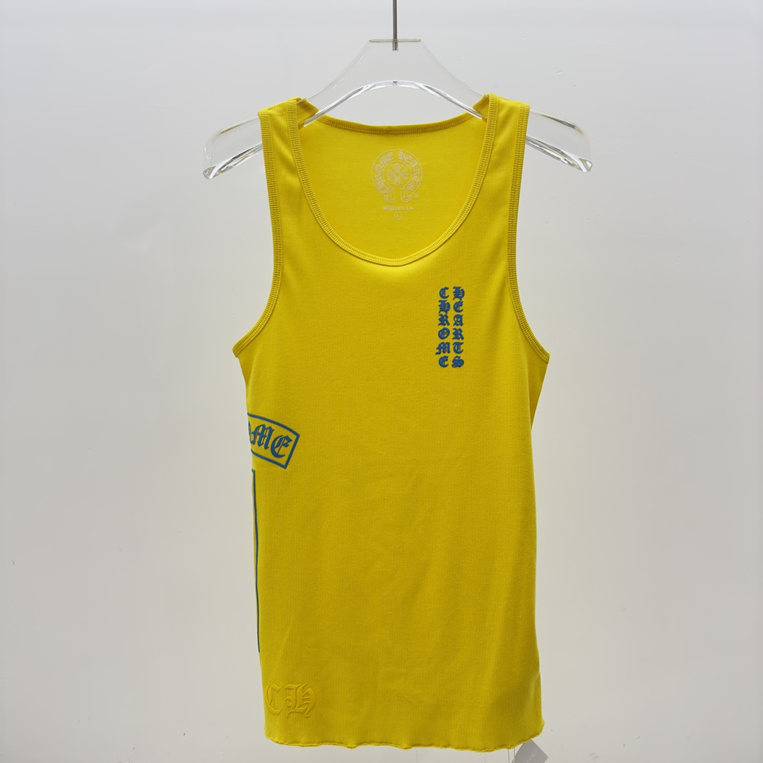 Chrome Hearts Yellow Vertical Logo Tank Top - FashionPlug