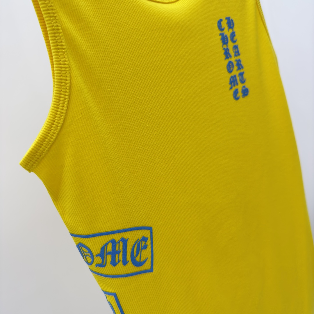 Chrome Hearts Yellow Vertical Logo Tank Top - FashionPlug