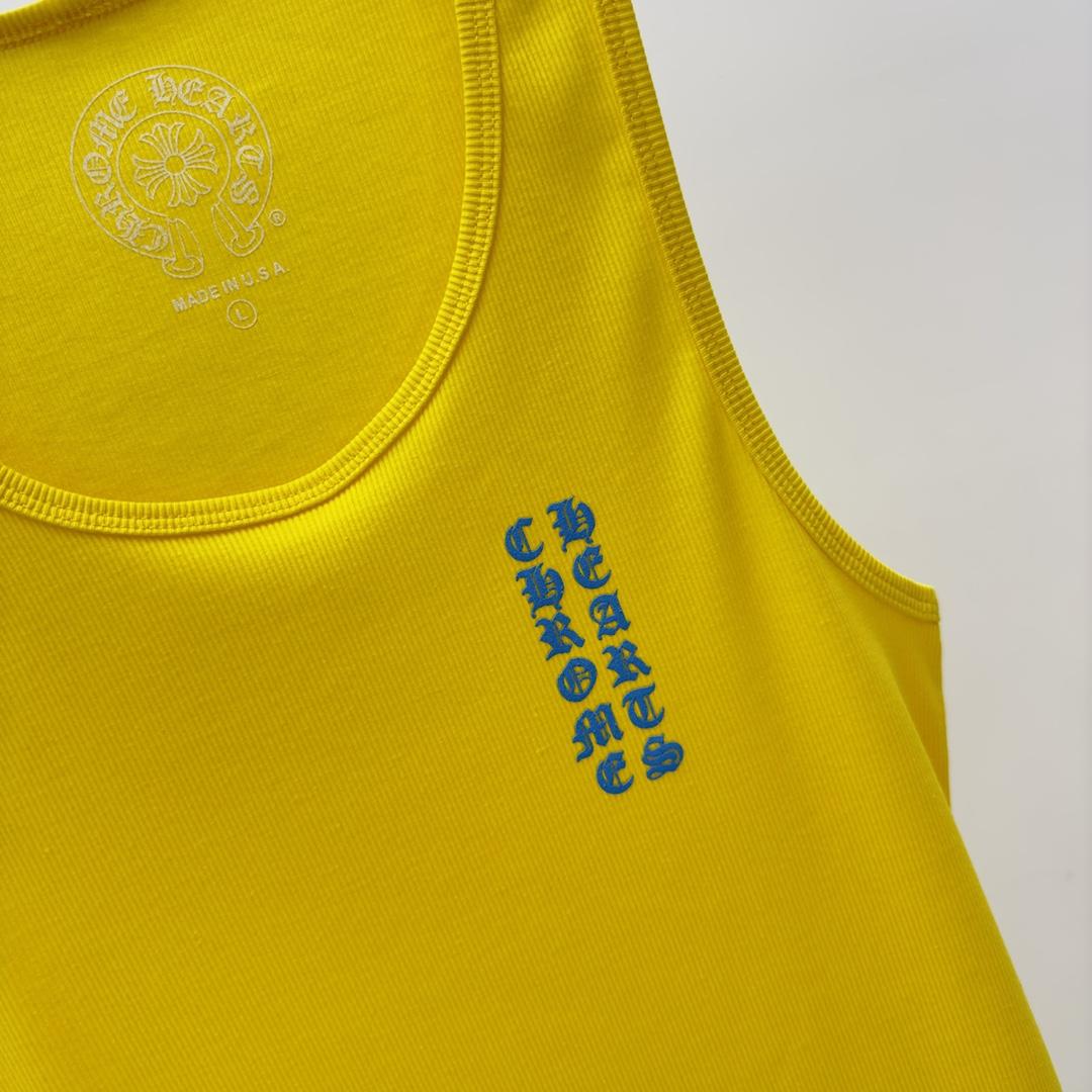 Chrome Hearts Yellow Vertical Logo Tank Top - FashionPlug