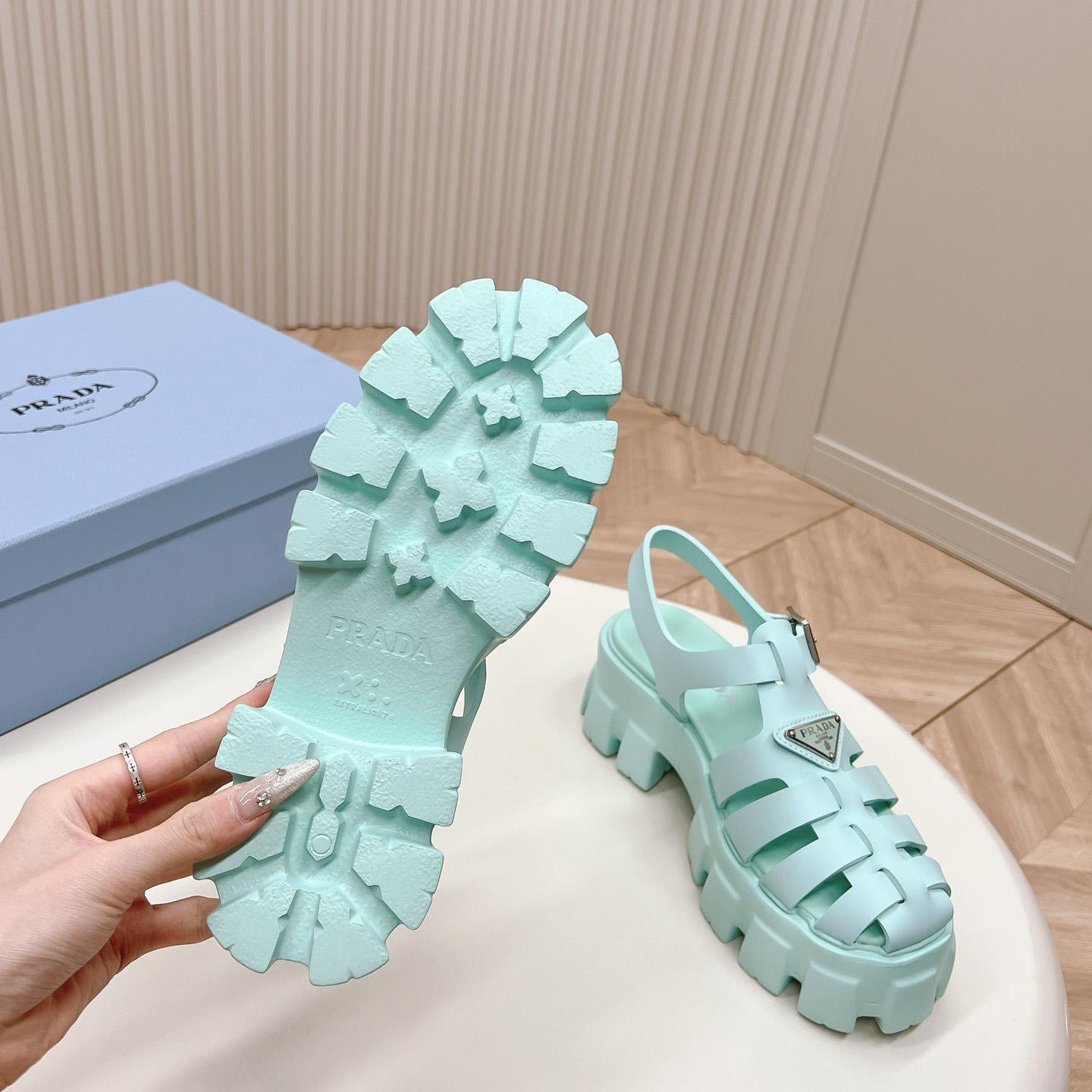Prada Rubber Monolith Sandals - FashionPlug