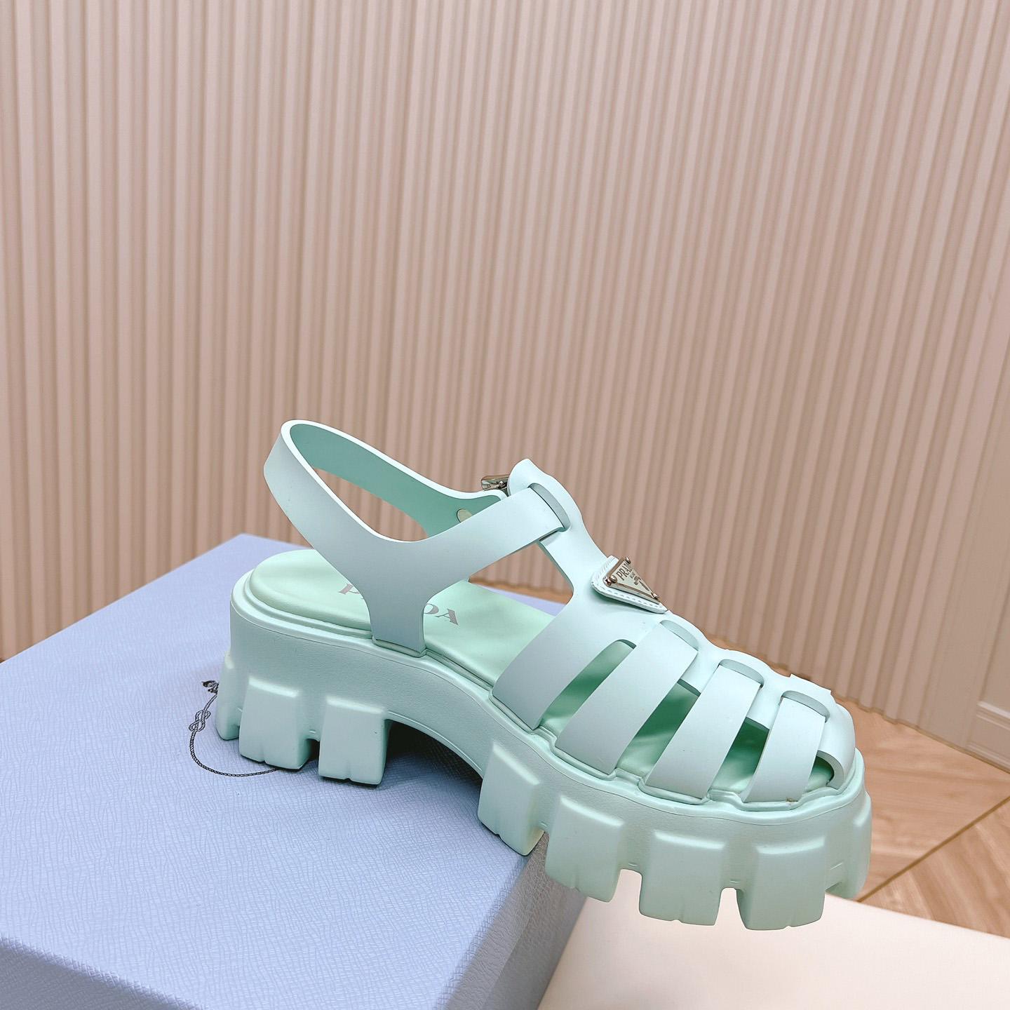 Prada Rubber Monolith Sandals - FashionPlug