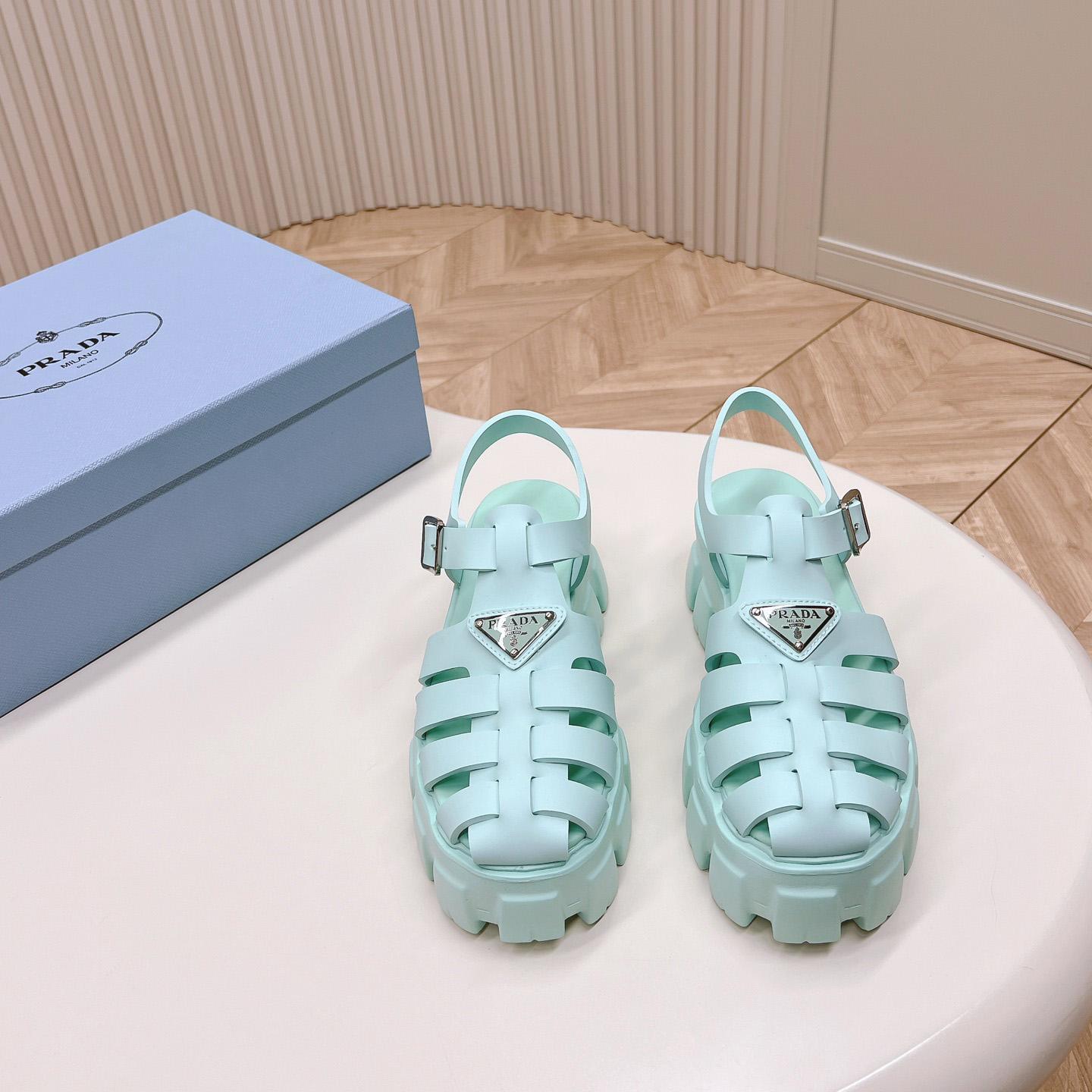 Prada Rubber Monolith Sandals - FashionPlug