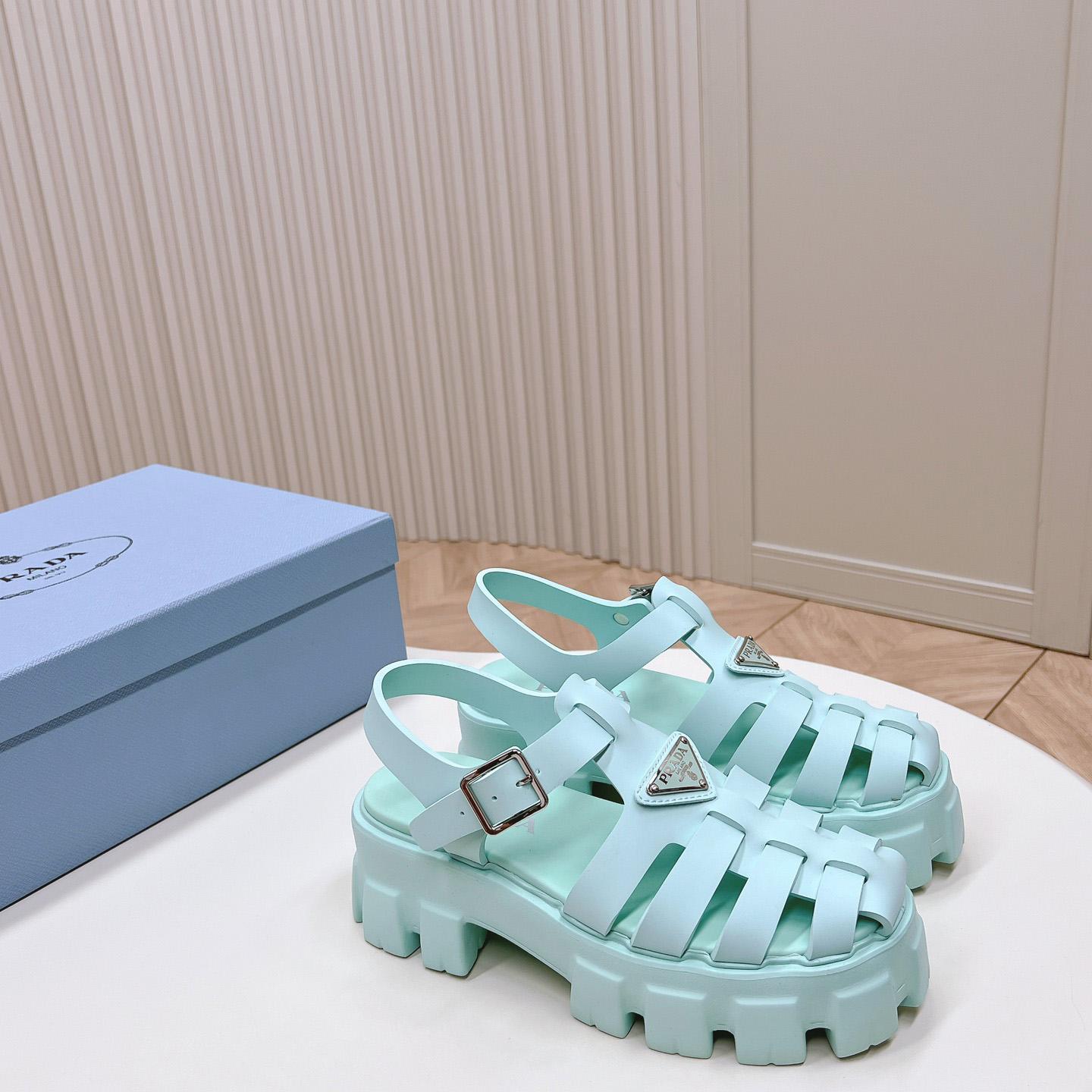 Prada Rubber Monolith Sandals - FashionPlug