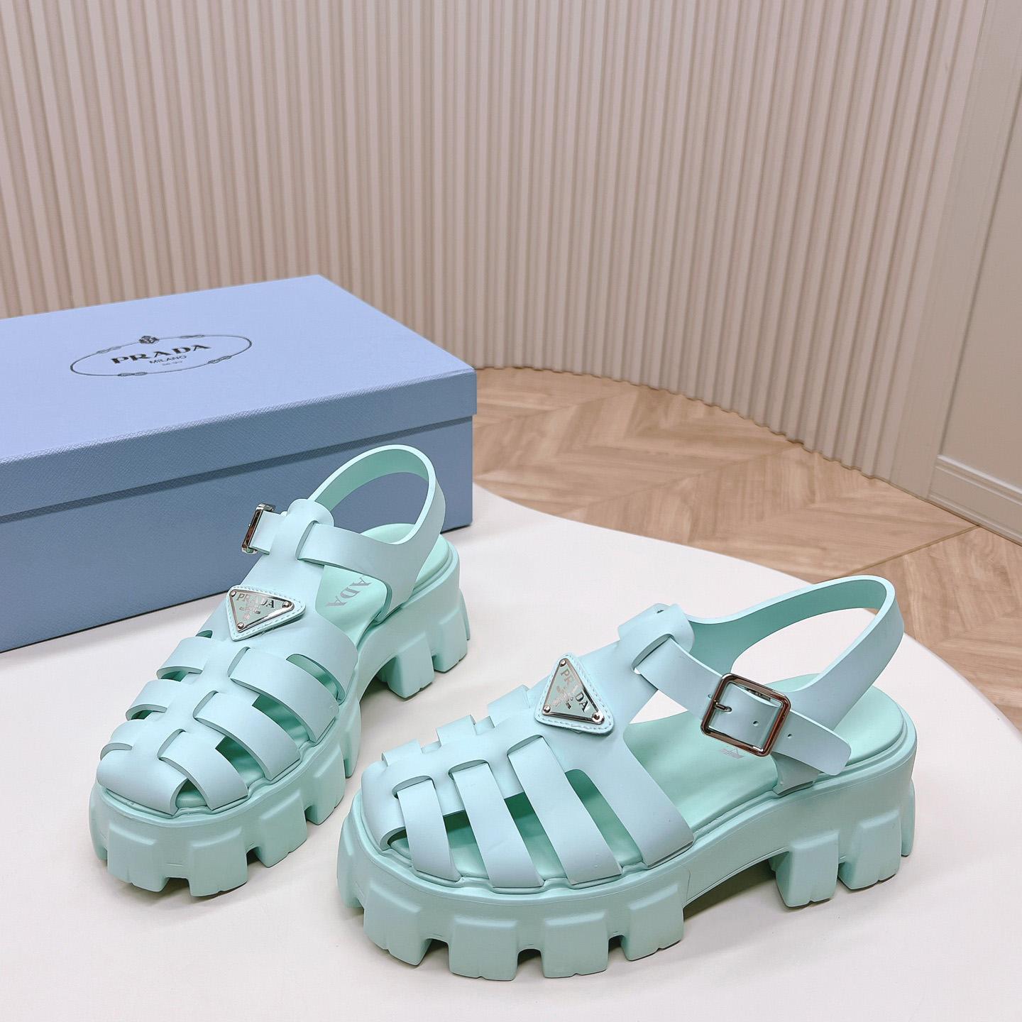 Prada Rubber Monolith Sandals - FashionPlug