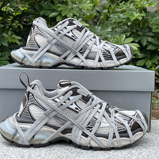 Balenciaga 3XL Extreme Lace Sneaker In Brown/ Grey And Beige - FashionPlug