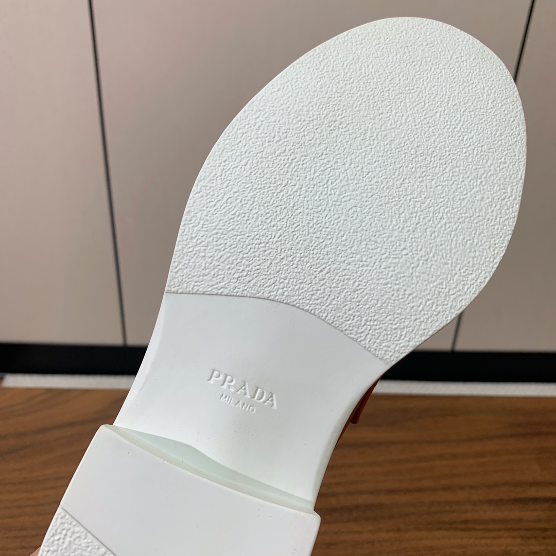 Prada Logo Leather Loafers  - FashionPlug