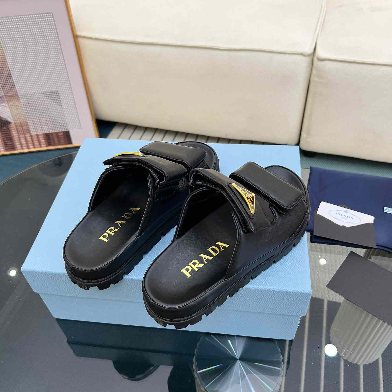 Prada Nappa Leather Slides - FashionPlug