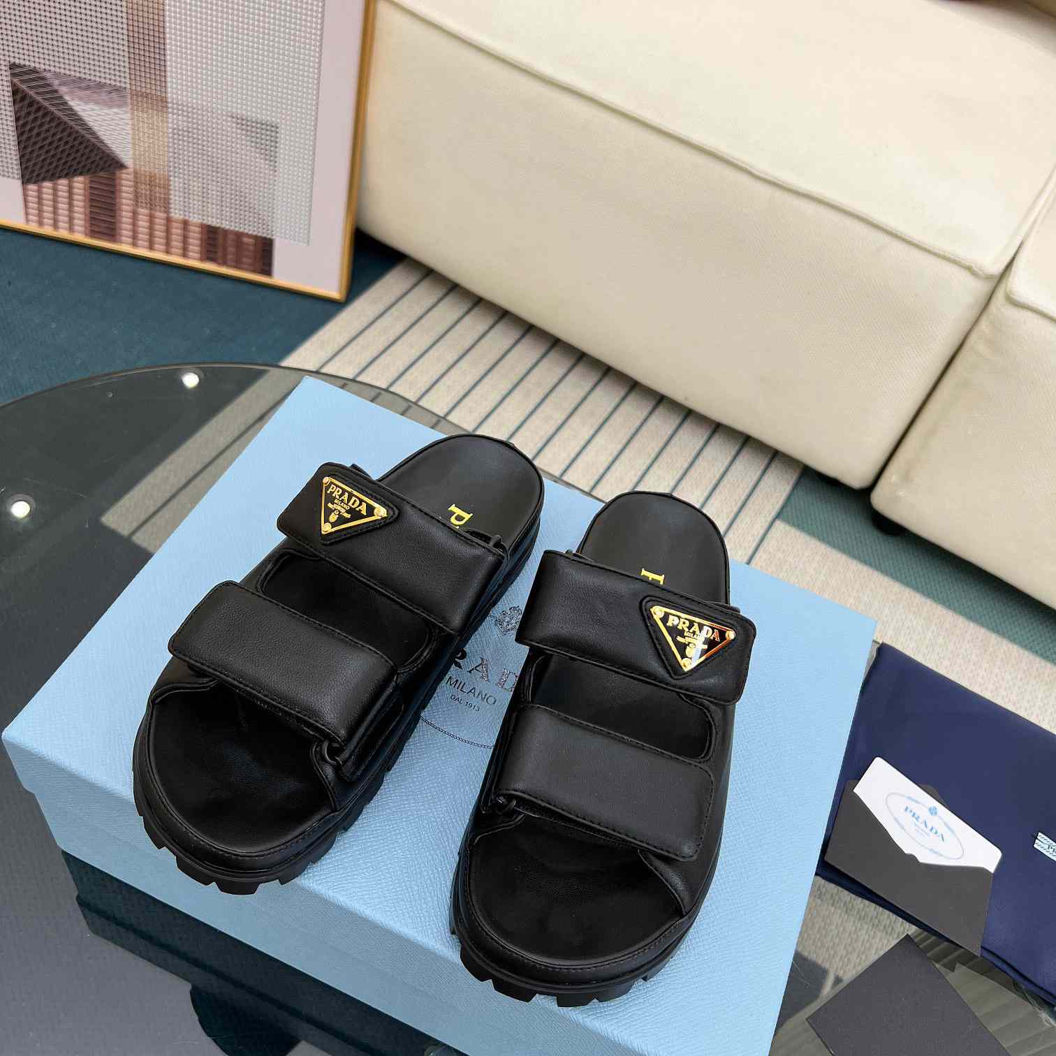 Prada Nappa Leather Slides - FashionPlug