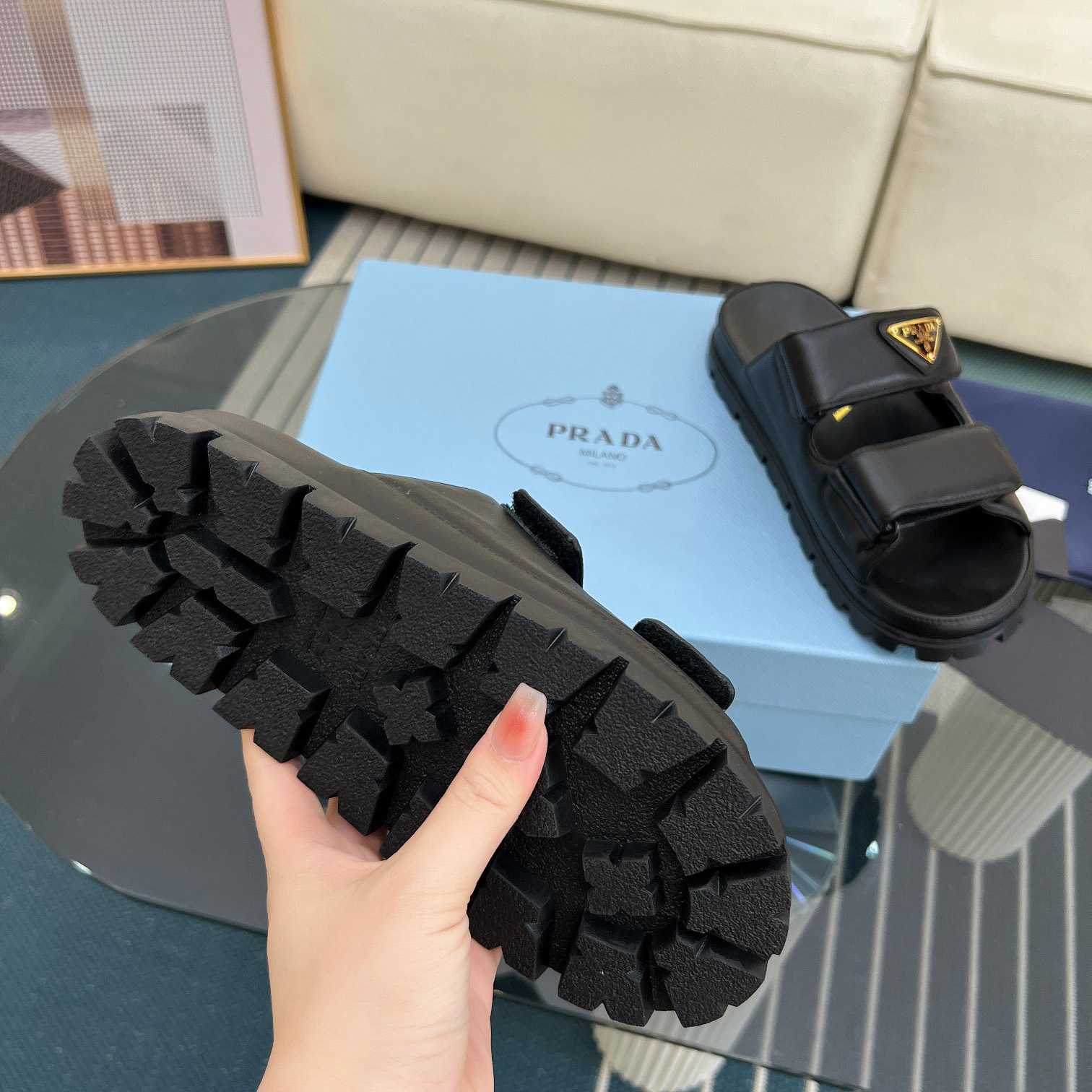 Prada Nappa Leather Slides - FashionPlug
