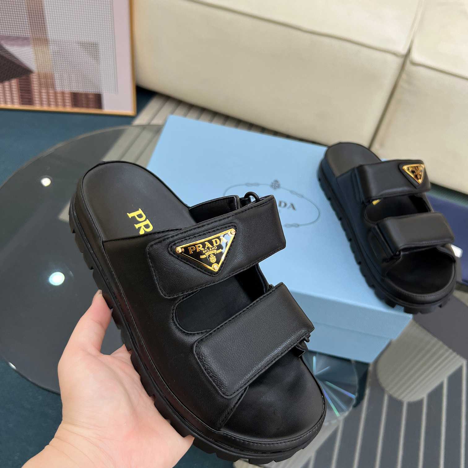 Prada Nappa Leather Slides - FashionPlug