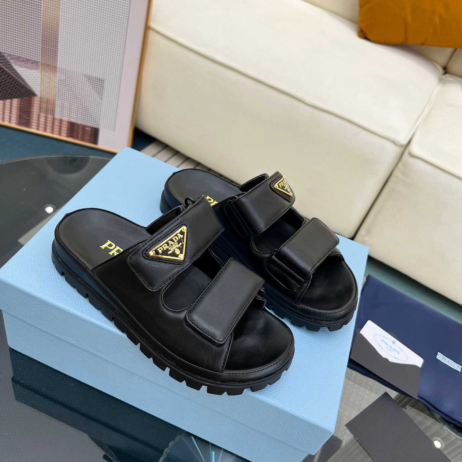 Prada Nappa Leather Slides - FashionPlug