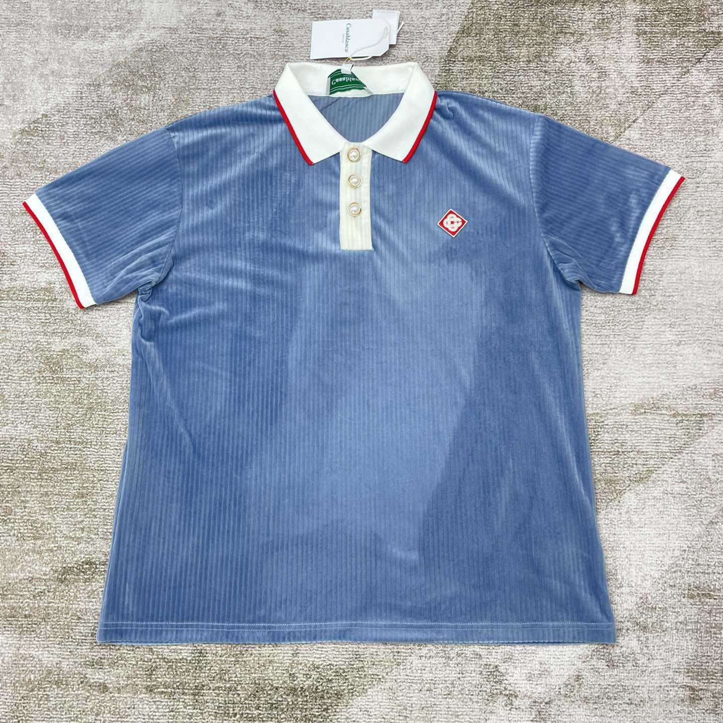 Casablanca Ribbed Velvet Polo Shirt    c877 - FashionPlug