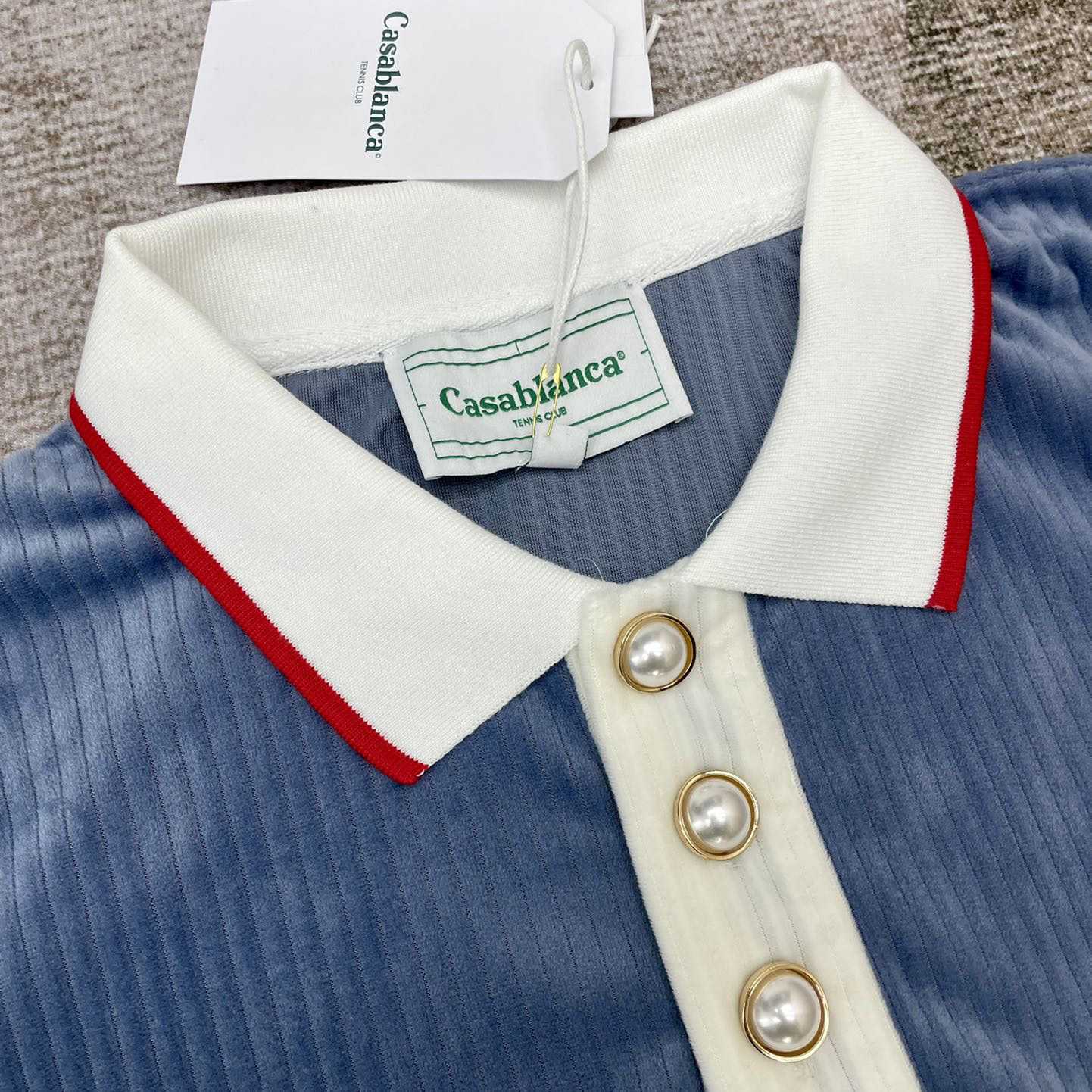 Casablanca Ribbed Velvet Polo Shirt    c877 - FashionPlug