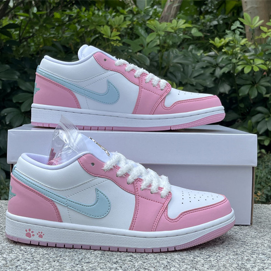 Jordan Air Jordan 1 LOW “White/Pink Foam/Glacier Blue  Sneaker    HM3706-141 - FashionPlug