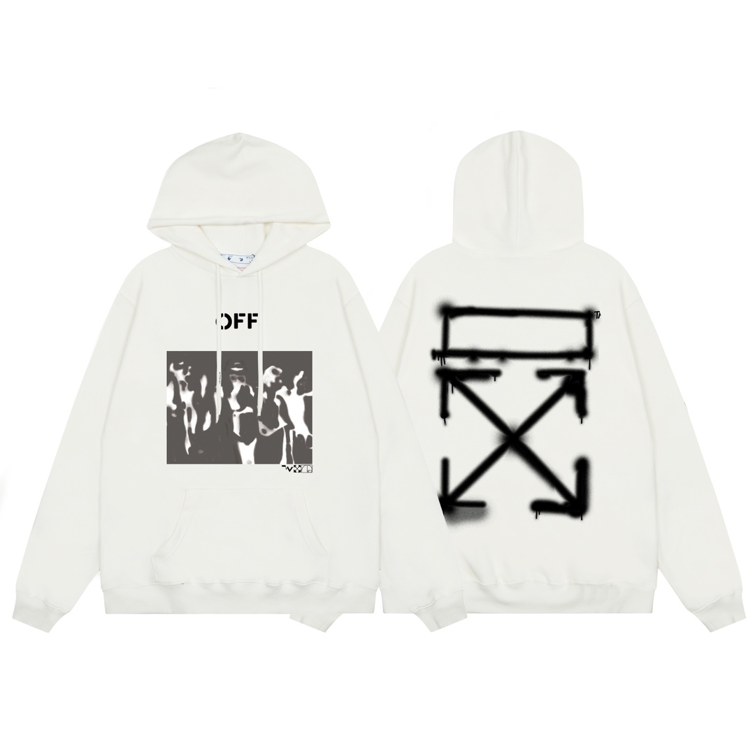 Off-White Spray Painting Over Hoodie - FashionPlug