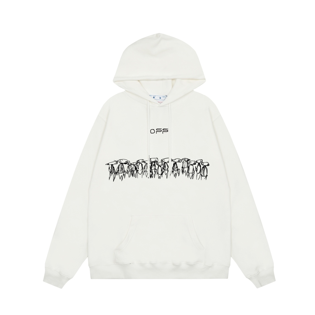 Off-White Cotton Hoodie - FashionPlug