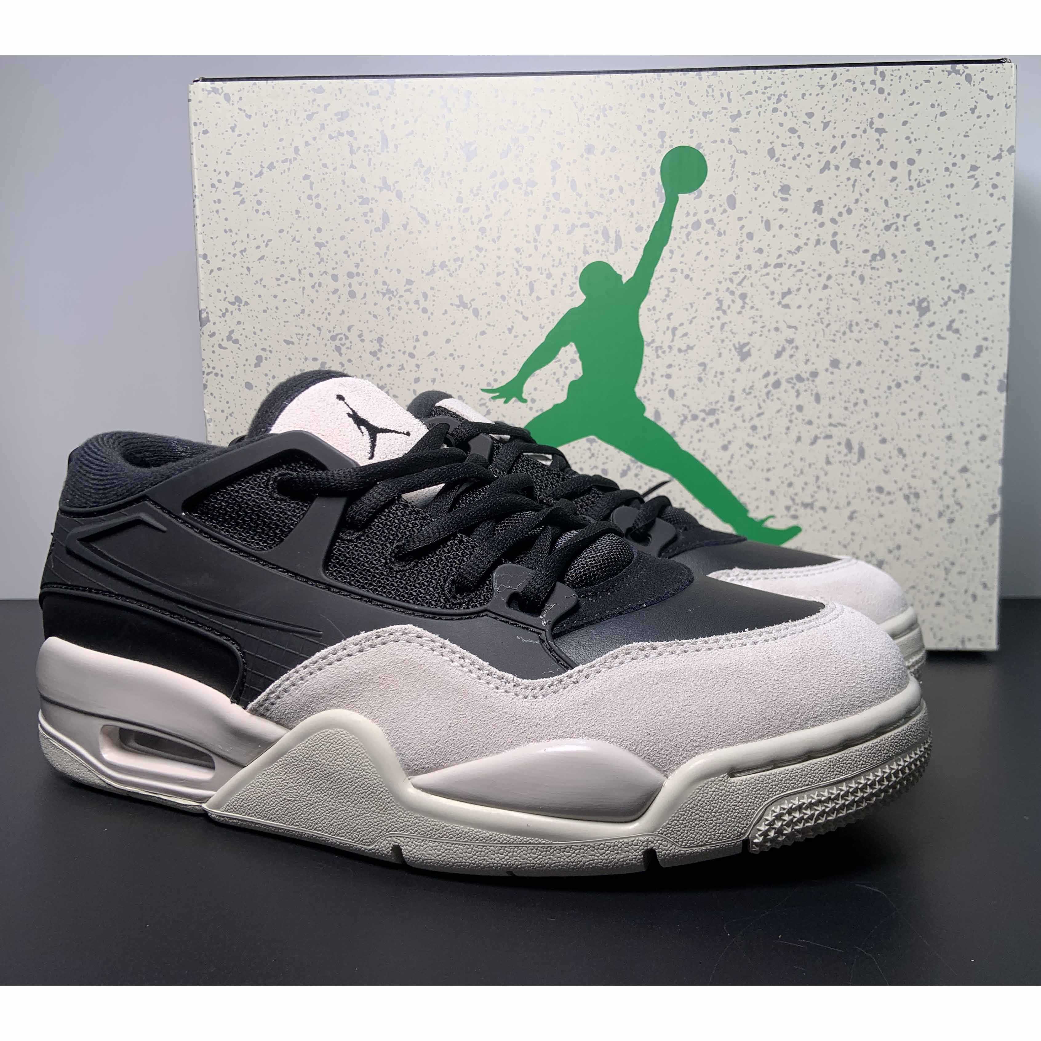 Jordan 4 Black/Light Bone-Dark Grey Sneakers     FQ7939-001 - FashionPlug