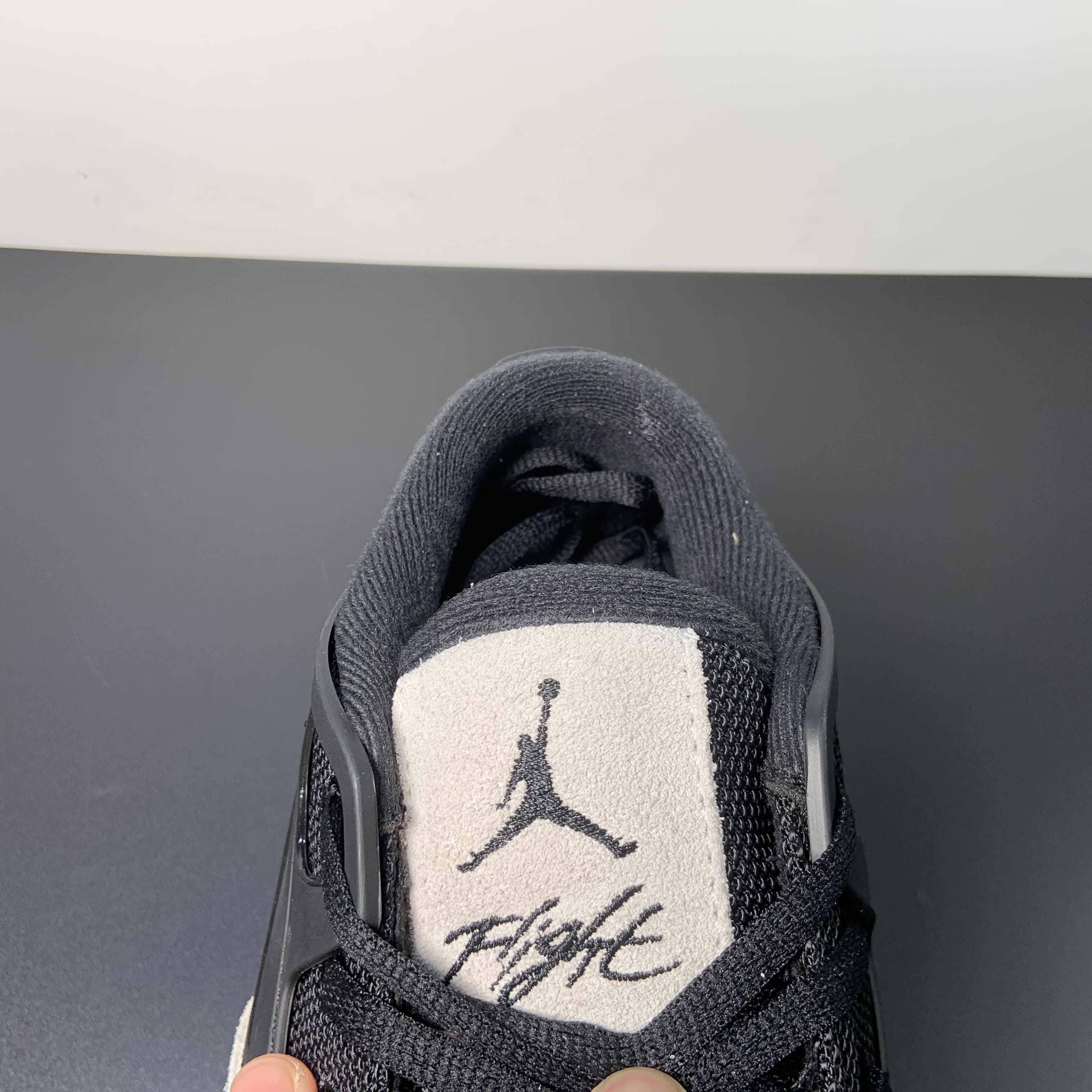 Jordan 4 Black/Light Bone-Dark Grey Sneakers     FQ7939-001 - FashionPlug