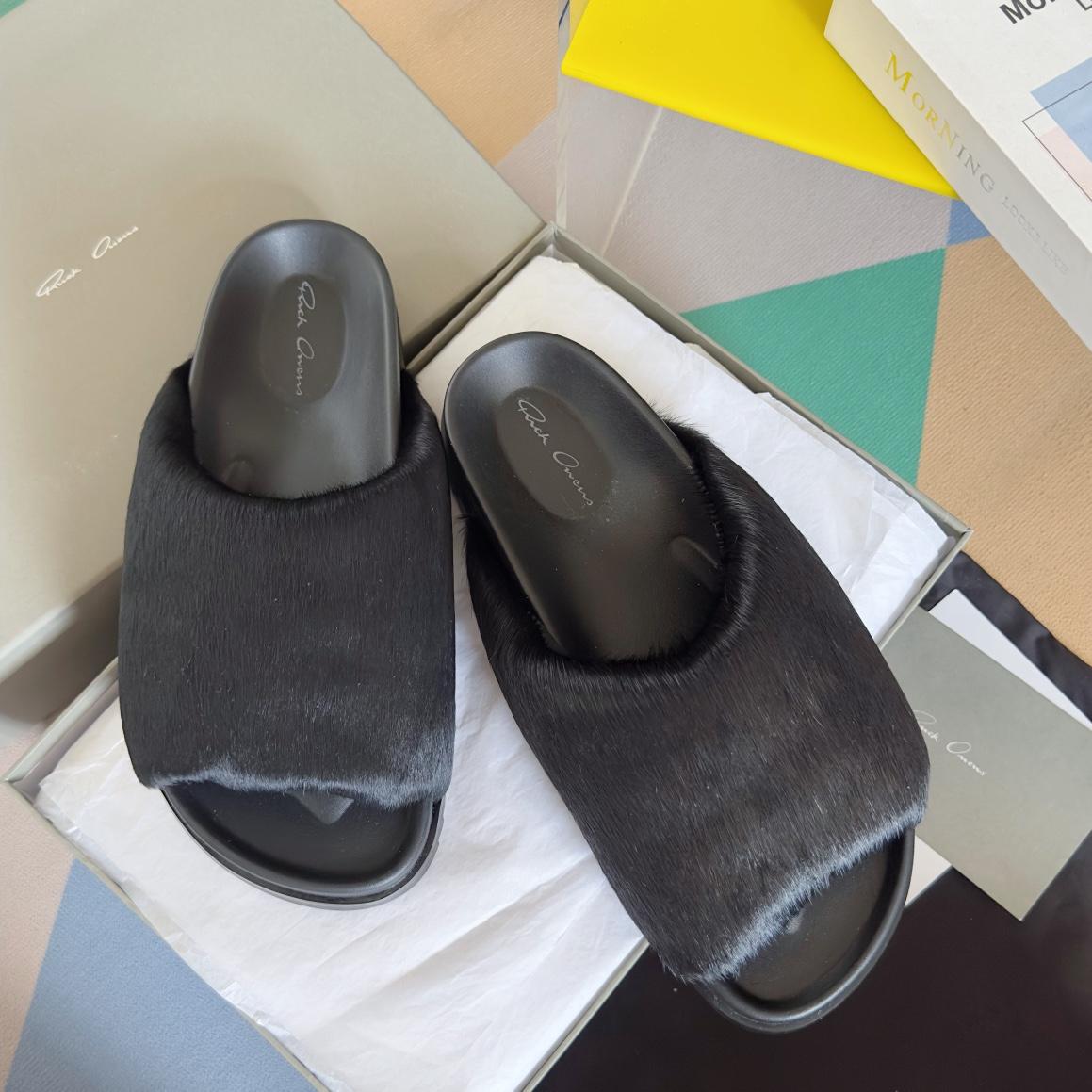Rick Owens Slide In Black - FashionPlug