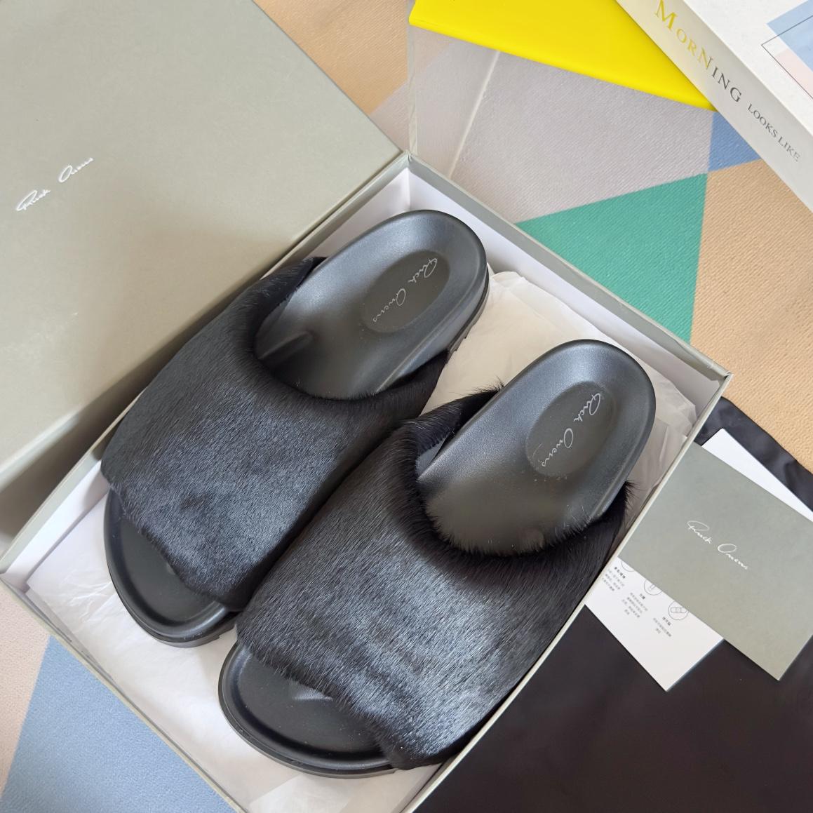 Rick Owens Slide In Black - FashionPlug