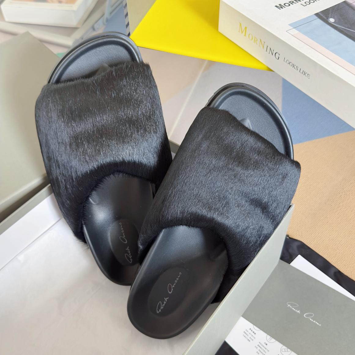 Rick Owens Slide In Black - FashionPlug