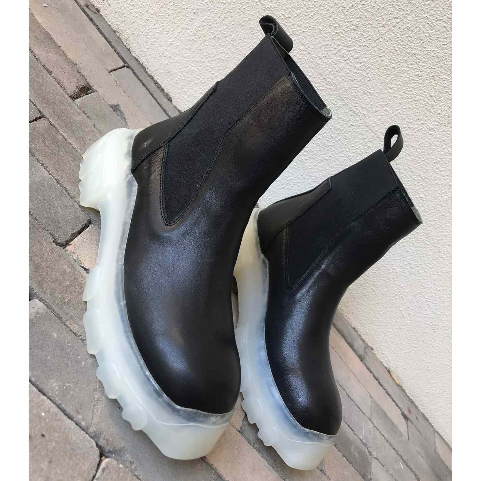 Rick Owens Leather Boots  - FashionPlug