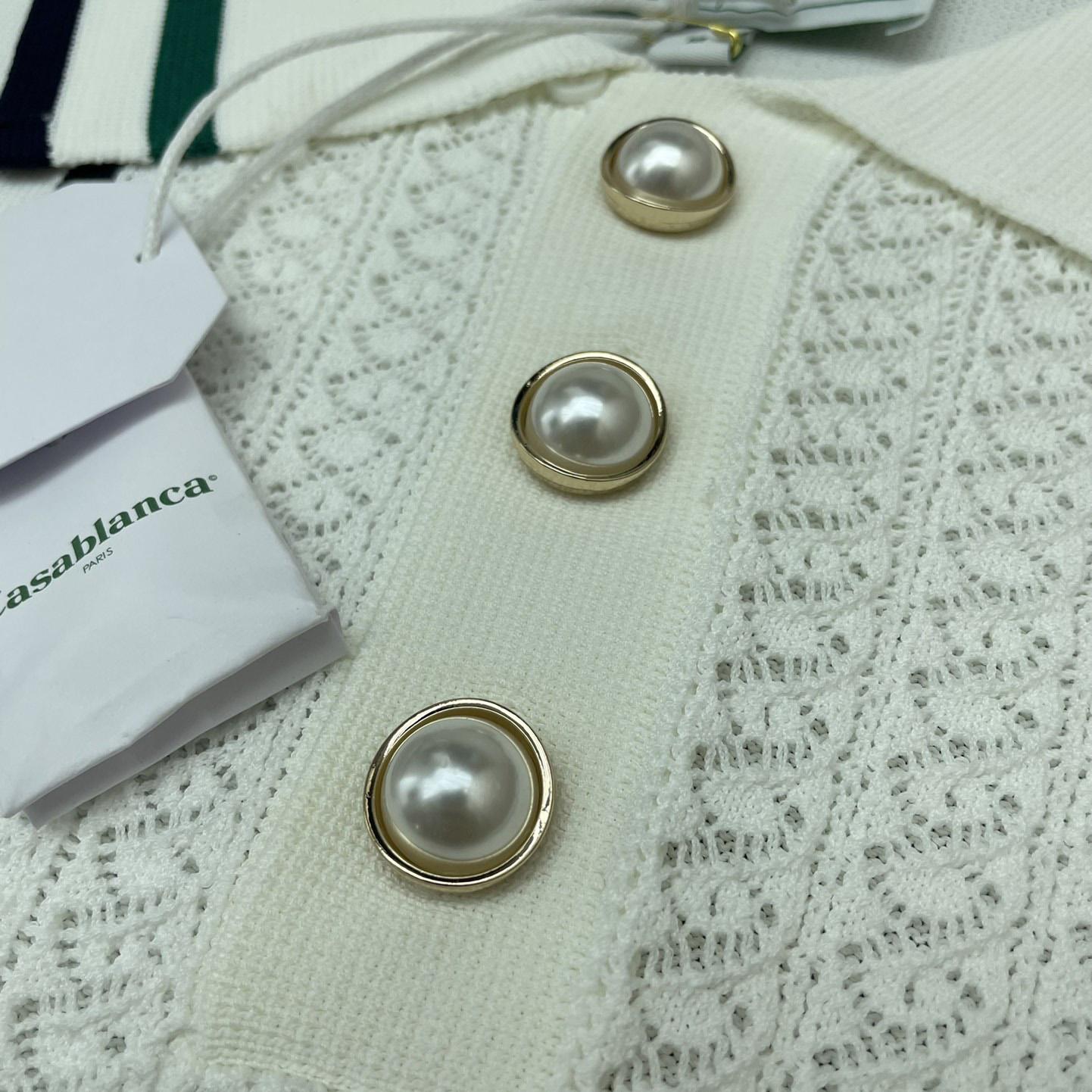 Casablanca Tennis Club Ribbed-knit Polo Shirt   D0043 - FashionPlug