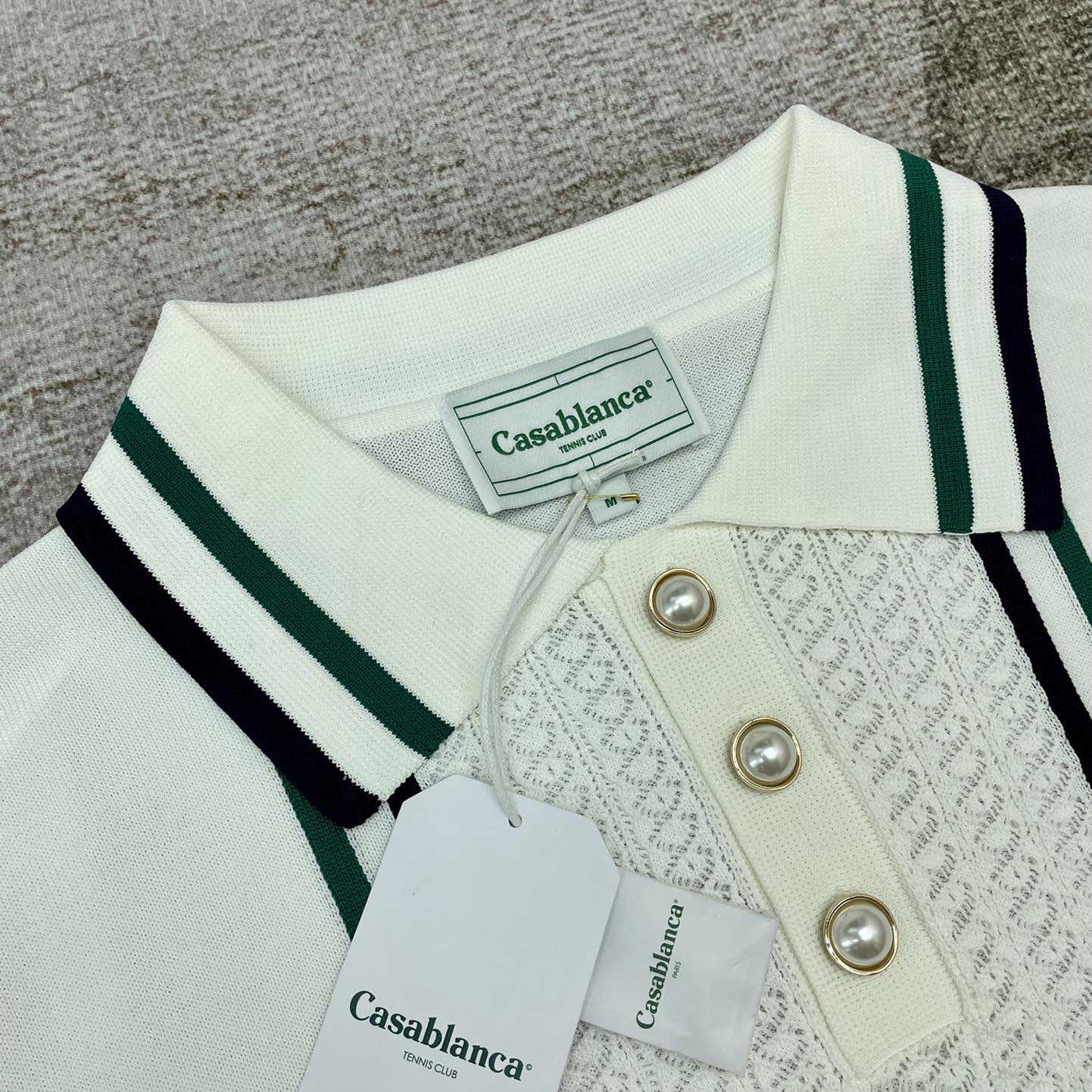 Casablanca Tennis Club Ribbed-knit Polo Shirt   D0043 - FashionPlug