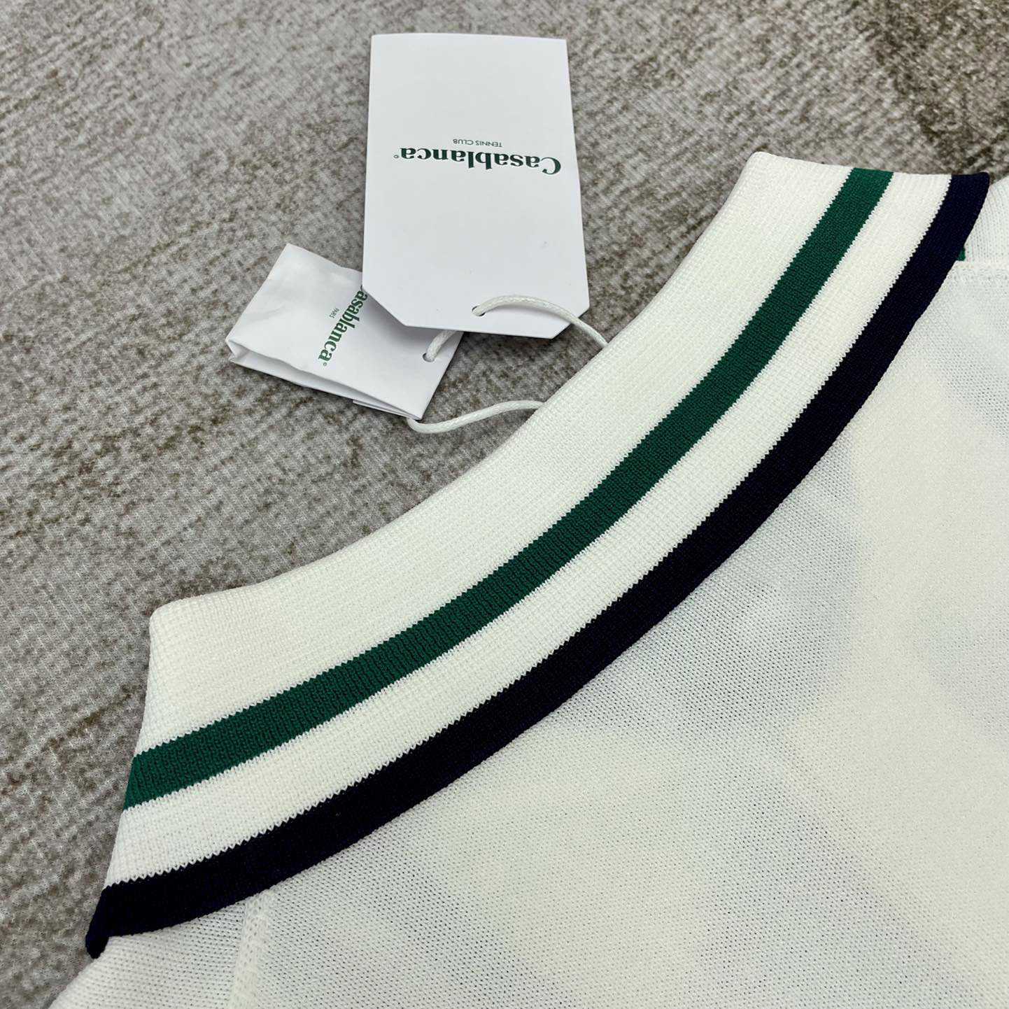 Casablanca Tennis Club Ribbed-knit Polo Shirt   D0043 - FashionPlug