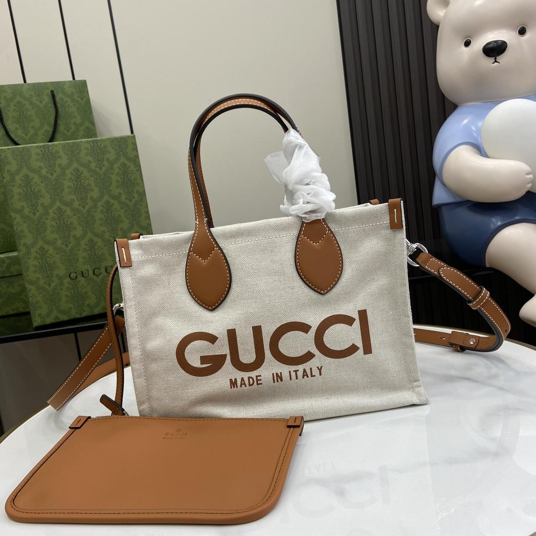 Gucci Mini Tote Bag With Gucci Print - FashionPlug