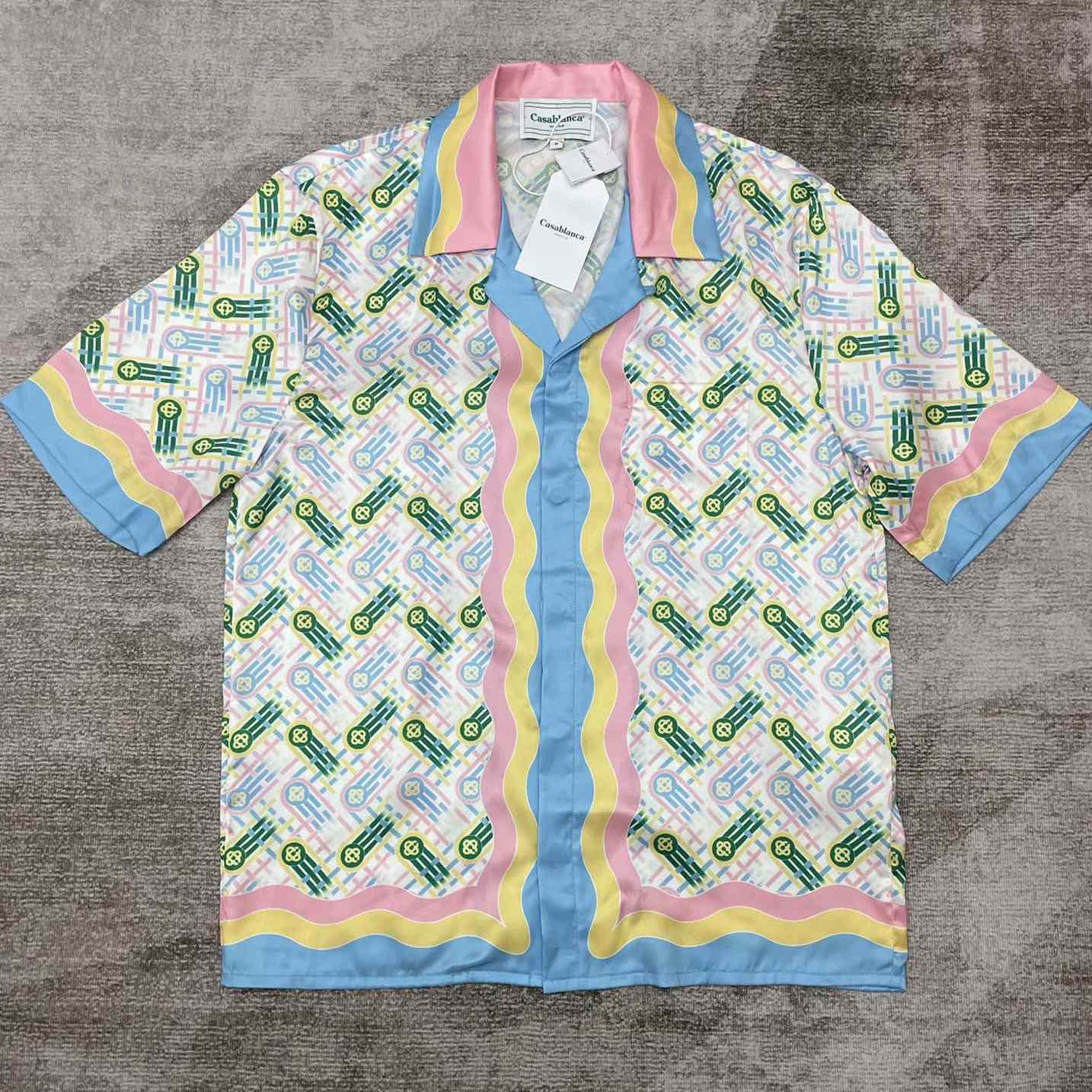 Casablanca Cuban Collar Short-Sleeve Shirt 'Ping Pong Print'   CA3465 - FashionPlug