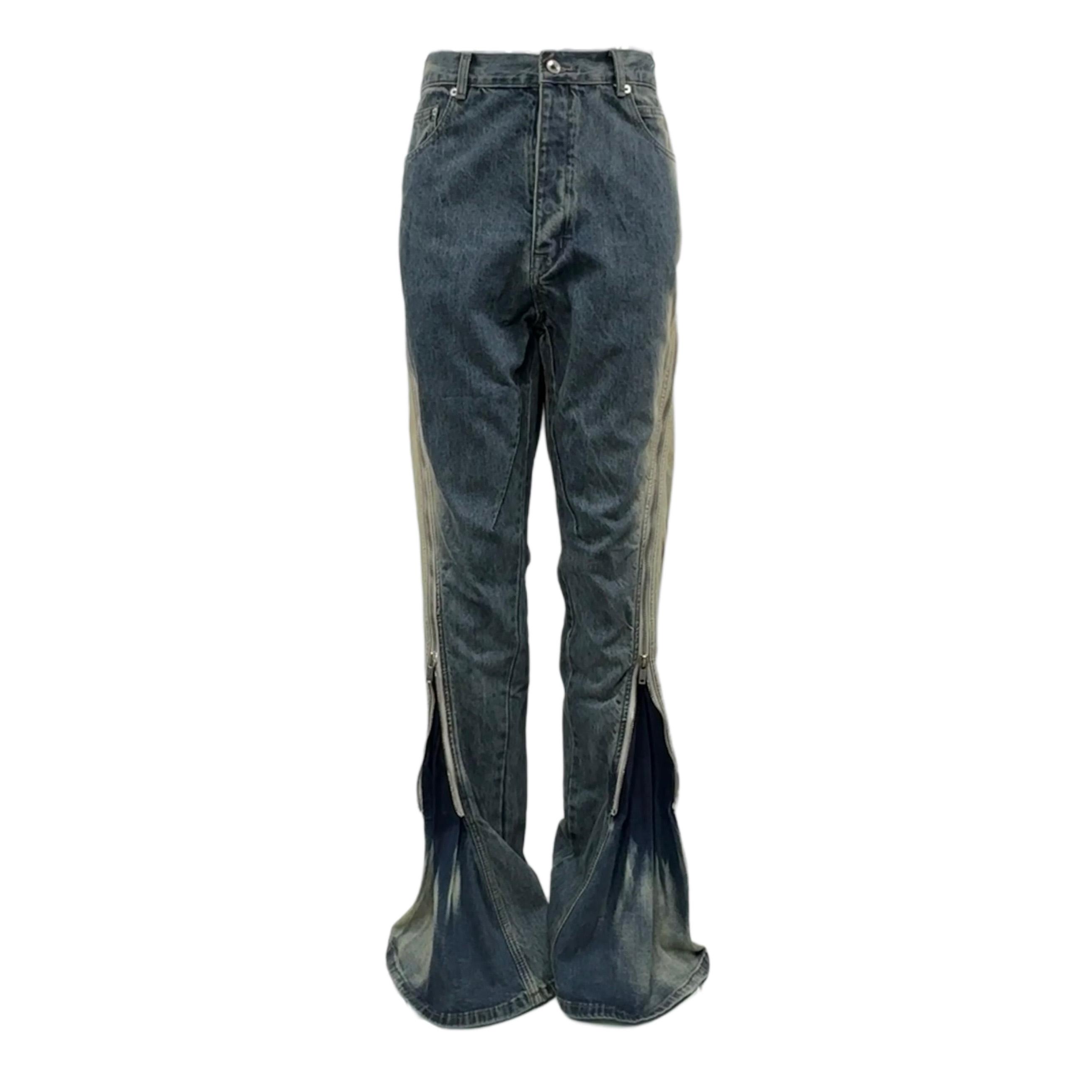 Rick Owens Blue Bolan Banana Straight-leg Flared Zip-embellished Jeans - FashionPlug