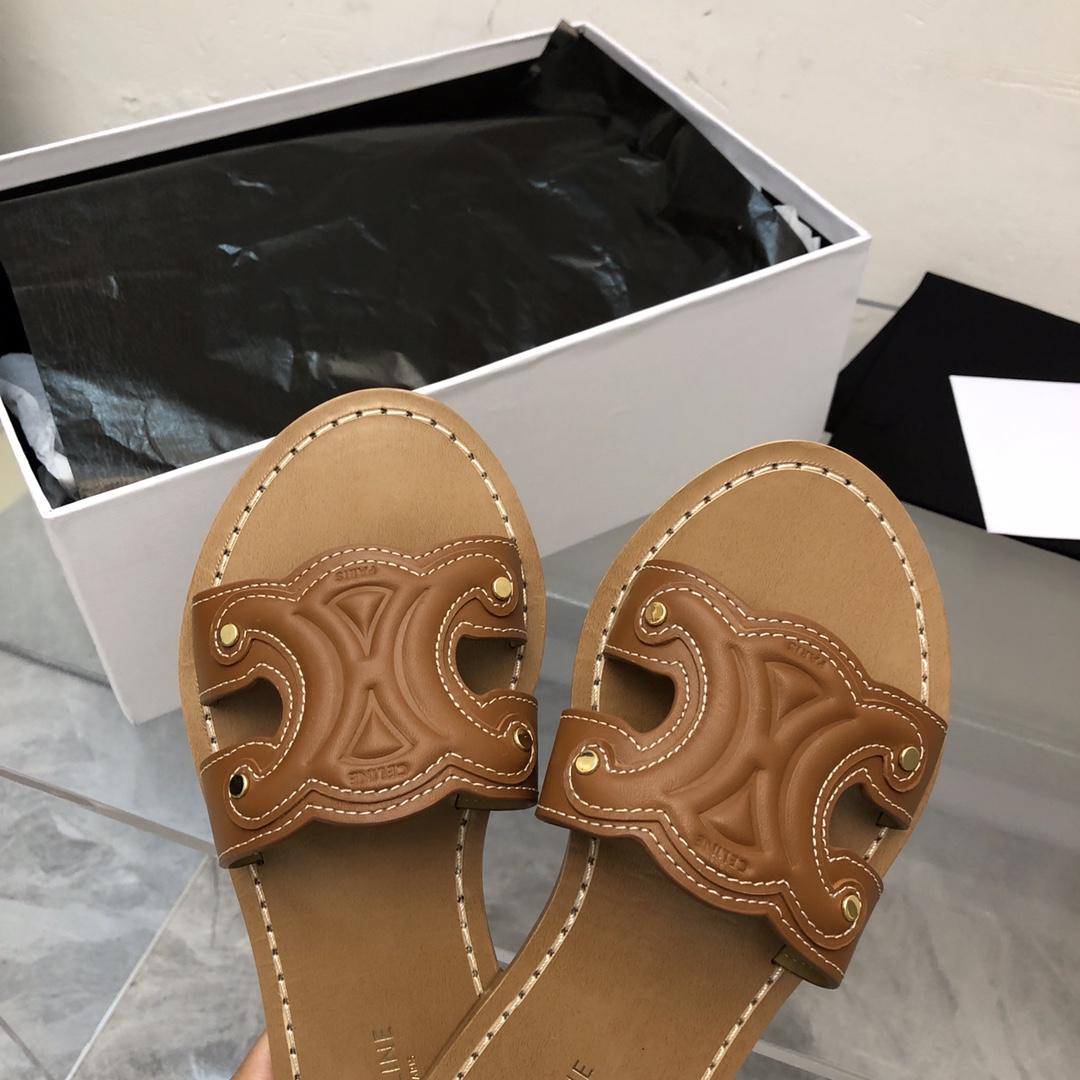 Celine Triomphe Mule In Calfskin Leather - FashionPlug