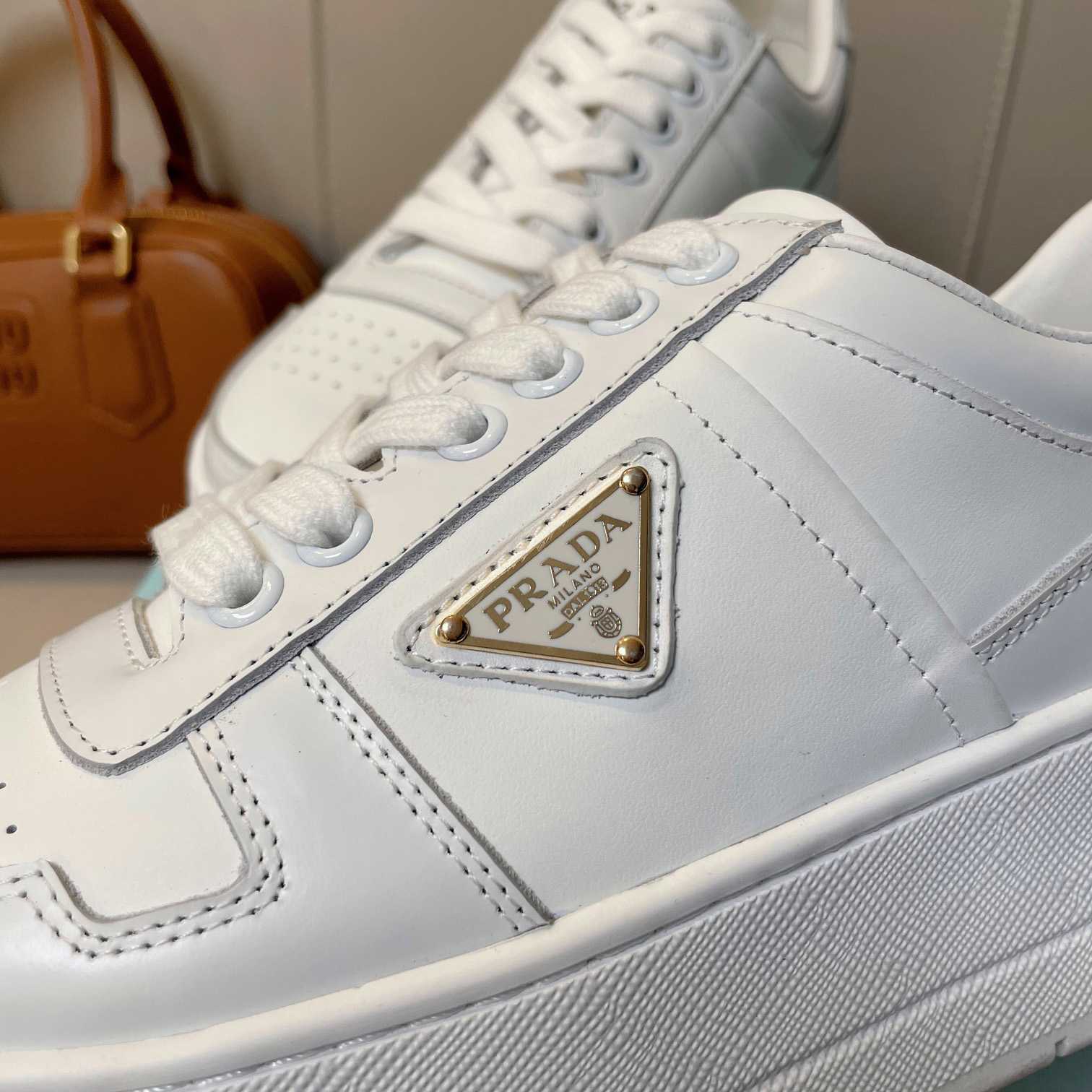 Prada Downtown Bold Leather Sneakers - FashionPlug