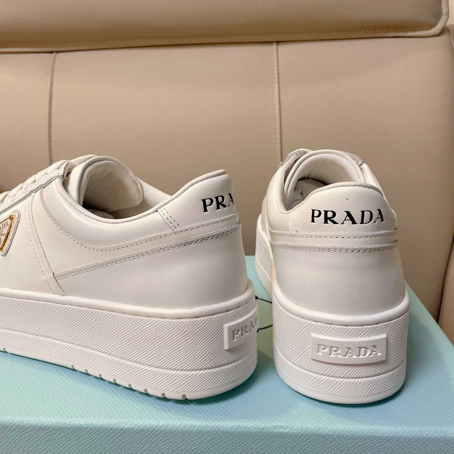 Prada Downtown Bold Leather Sneakers - FashionPlug