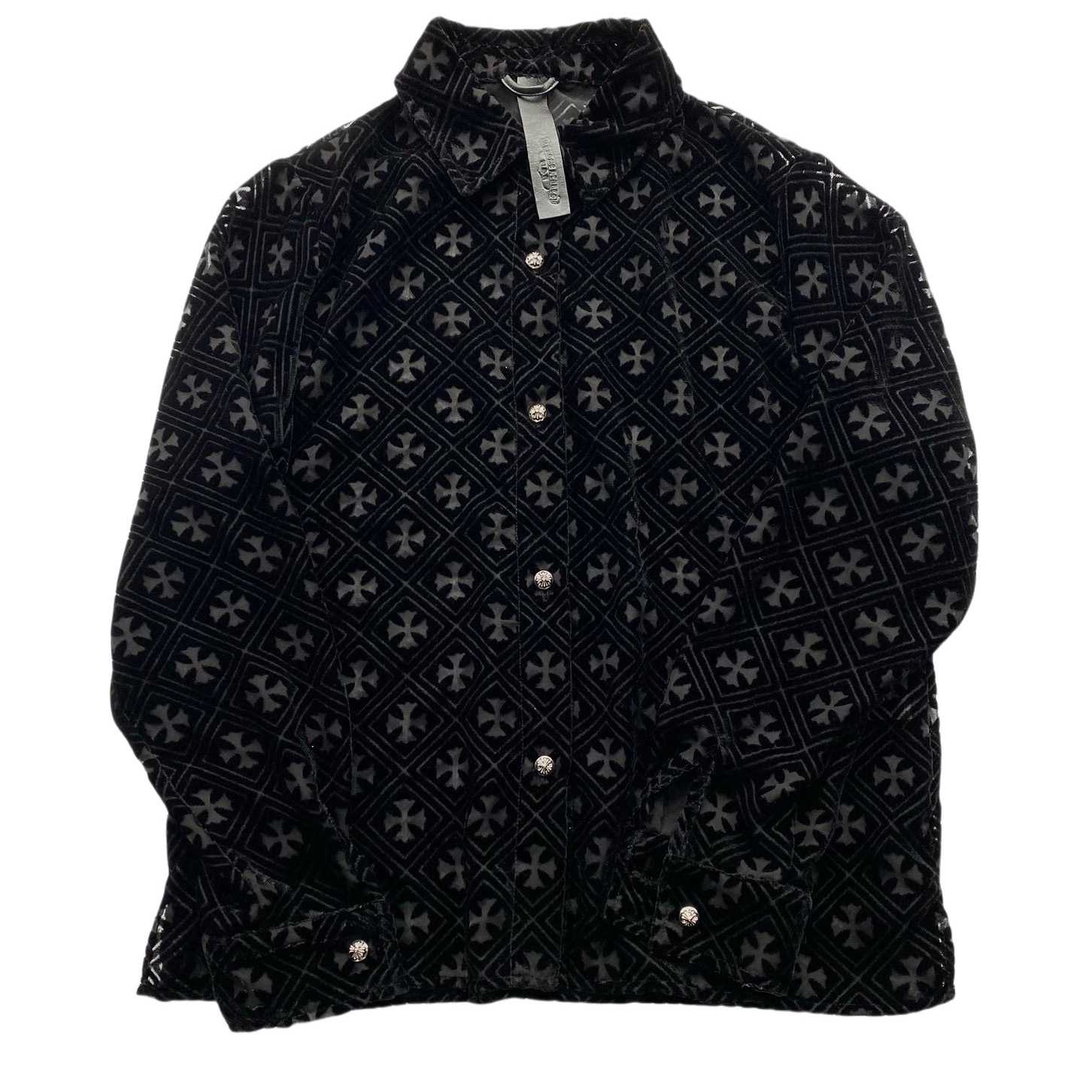 Chrome Hearts Heart Button Down Shirts  - FashionPlug