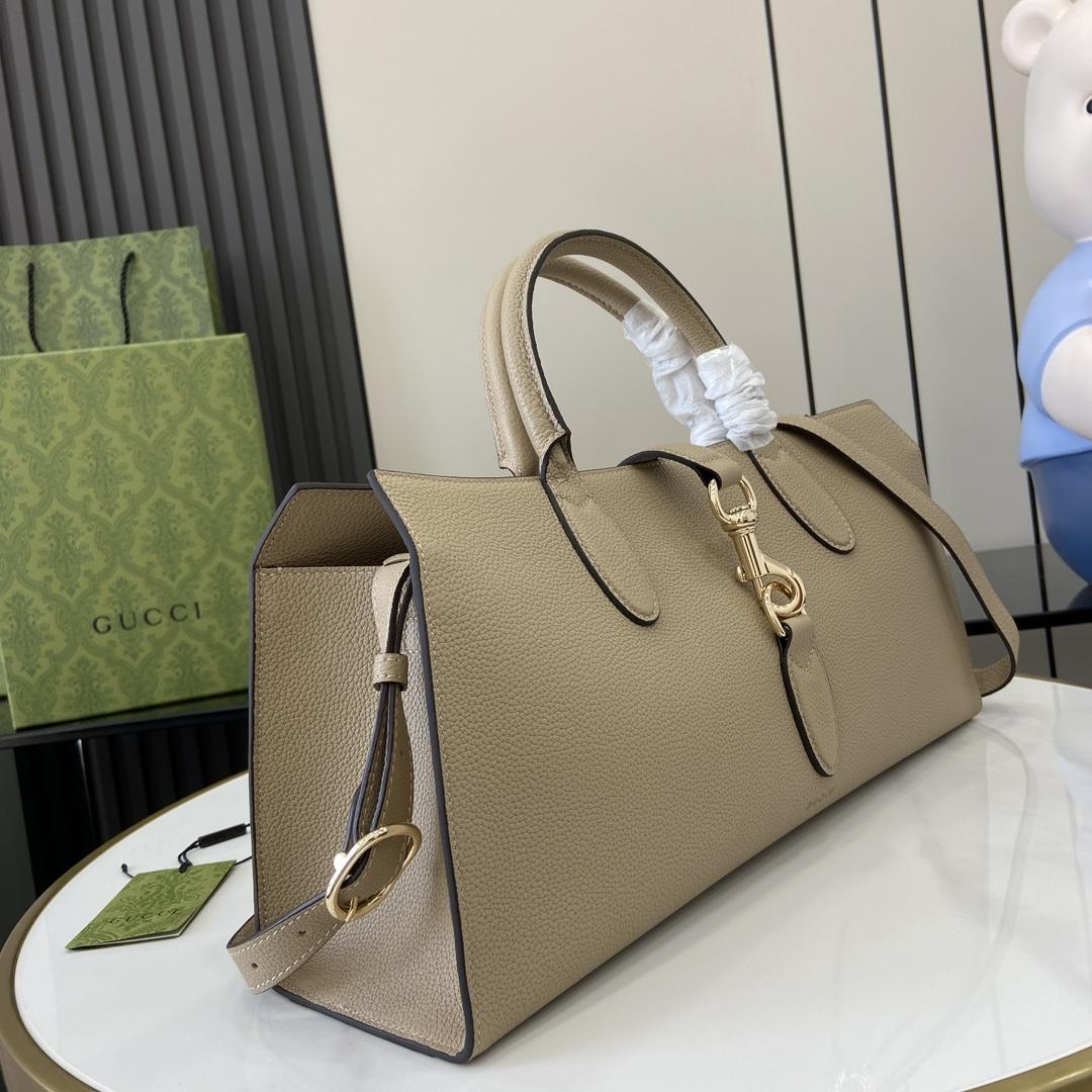 Gucci Medium Tote Bag With Hook Closure - FashionPlug