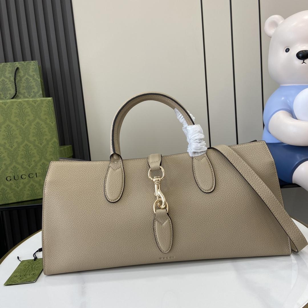 Gucci Medium Tote Bag With Hook Closure - FashionPlug