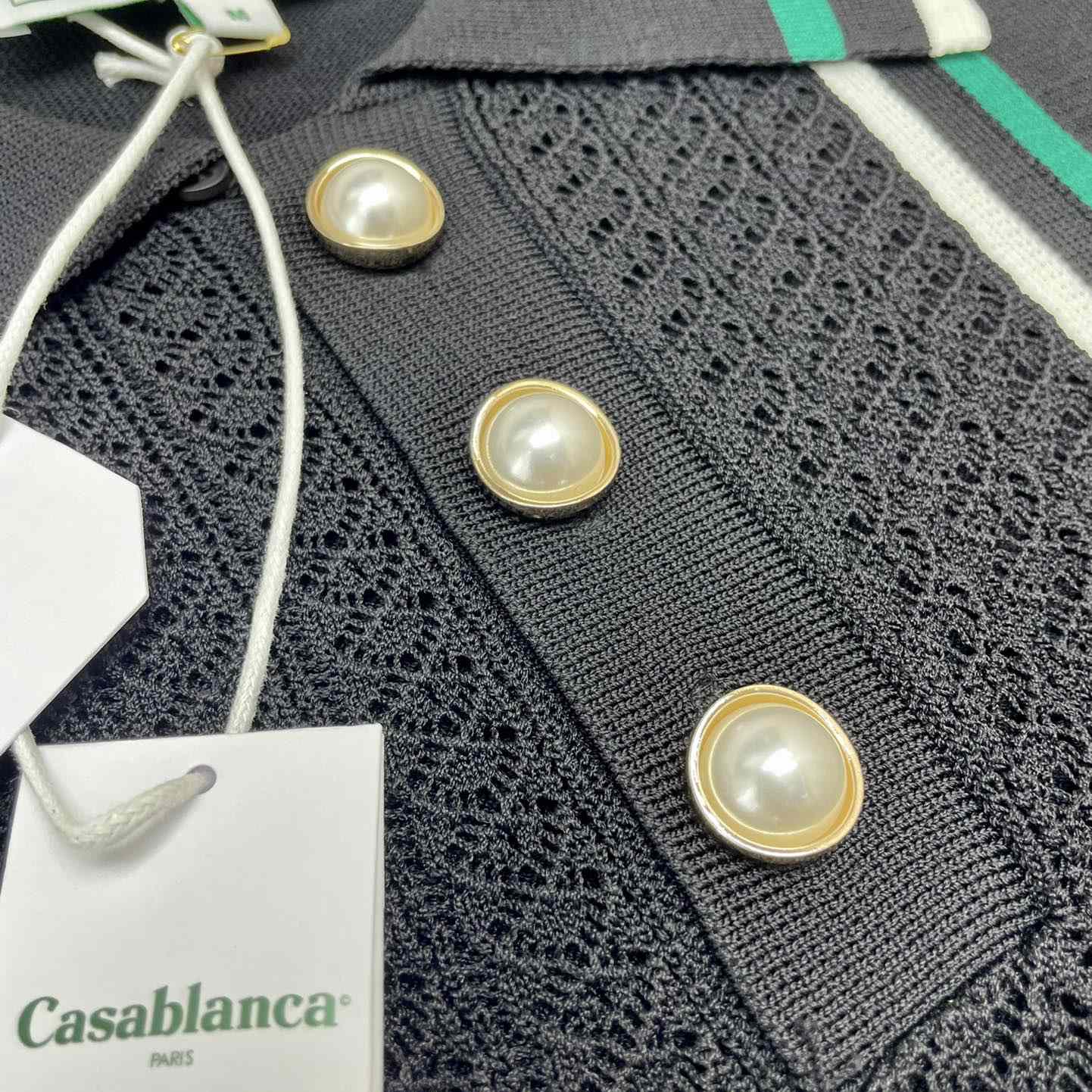 Casablanca Tennis Club Ribbed-knit Polo Shirt   D0044 - FashionPlug