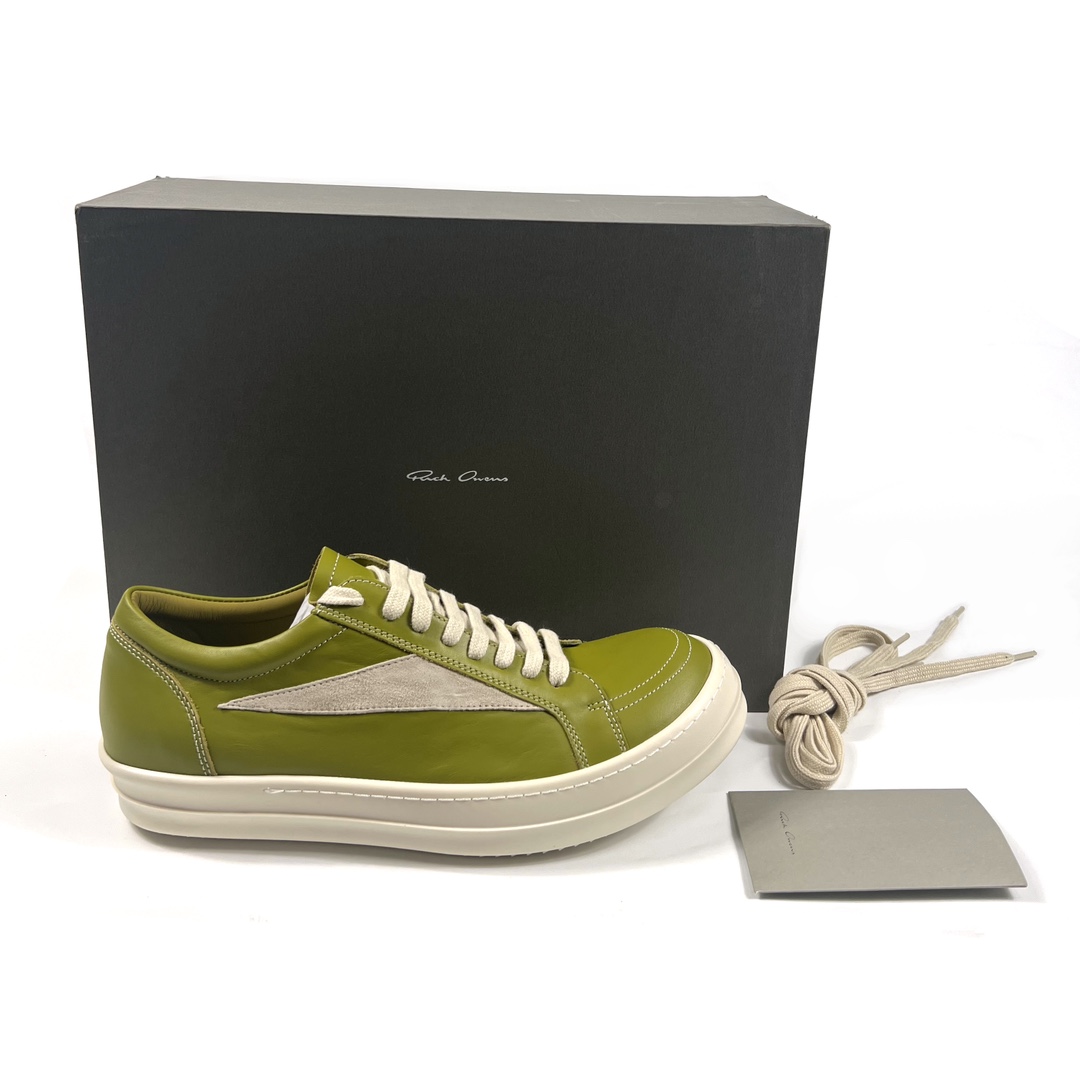 Rick Owens Lido Vintage Leather Sneakers - FashionPlug