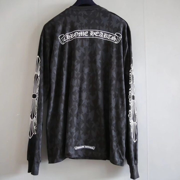 Chrome Hearts Cemetery Print Black Longsleeve Tee - FashionPlug