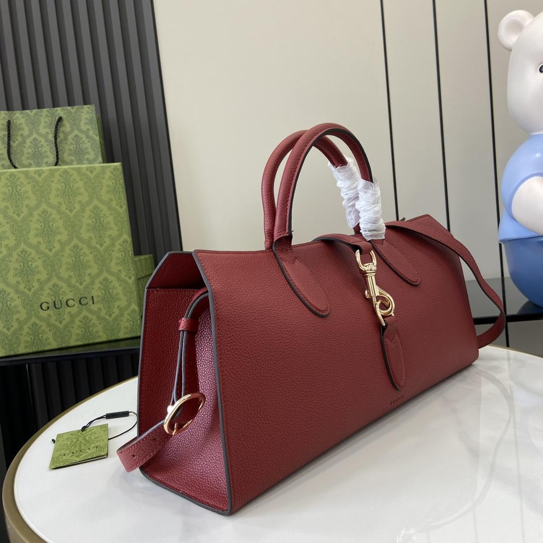 Gucci Medium Tote Bag With Hook Closure - FashionPlug
