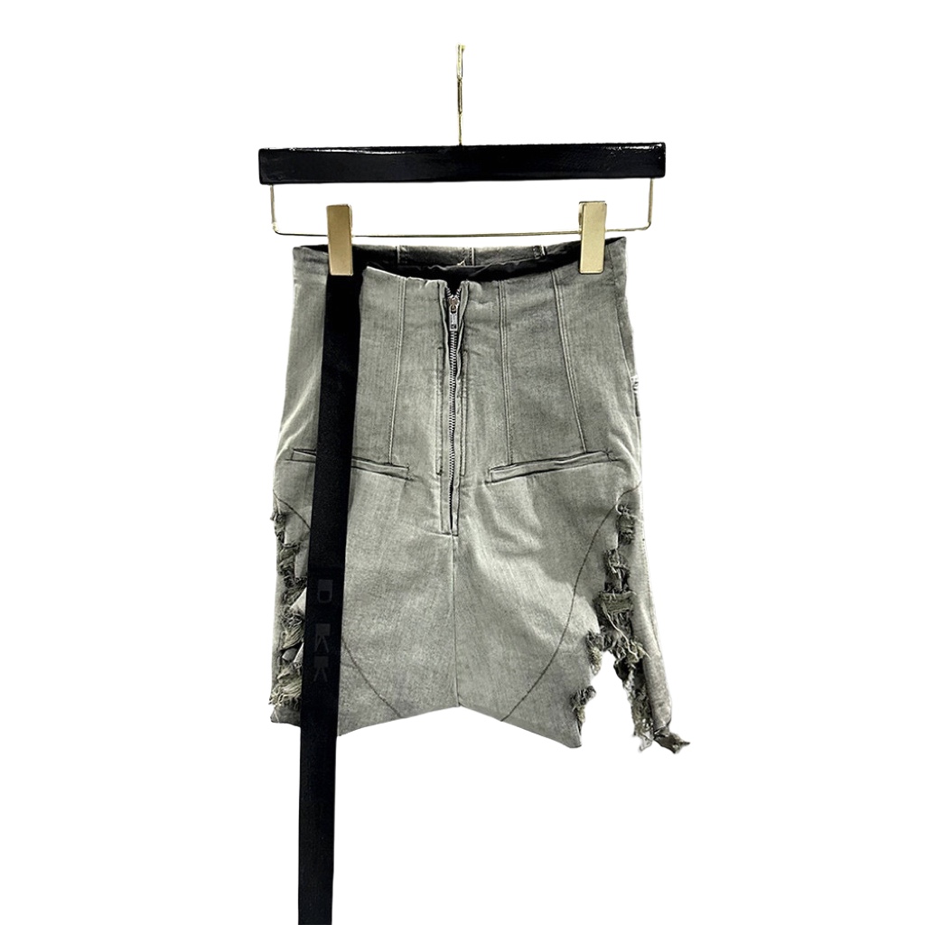 Rick Owens Distressed High-waist Mini Shorts  - FashionPlug