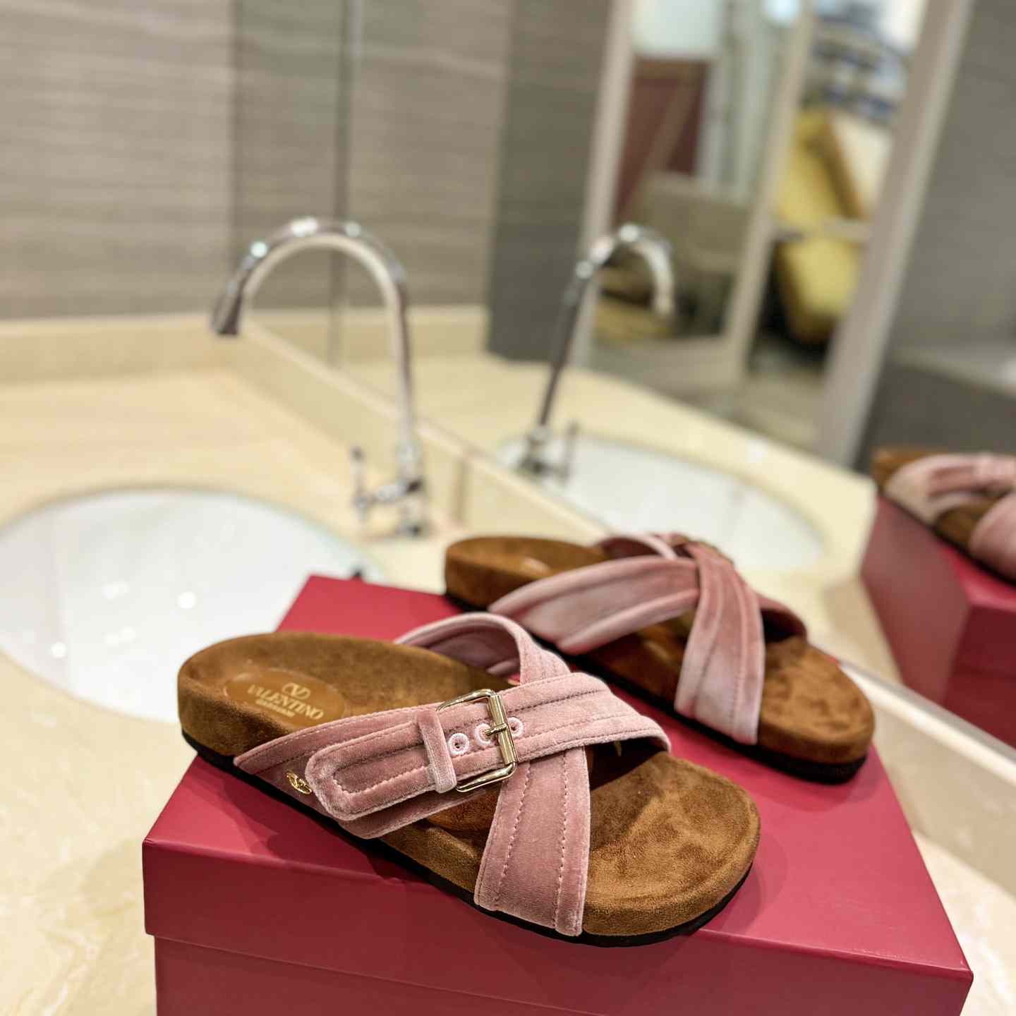 Valenti Fussfriend Velvet Slide Sandal  - FashionPlug
