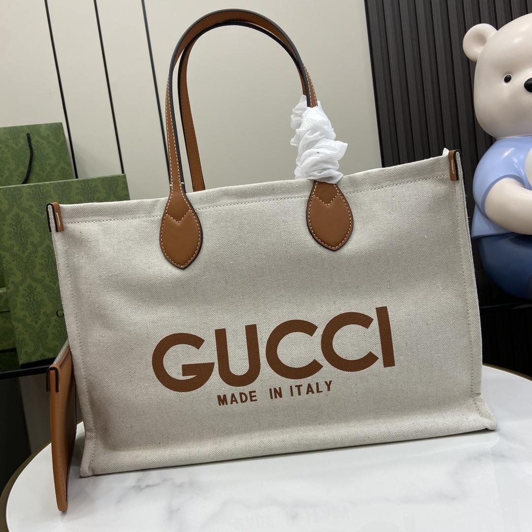 Gucci Medium Tote Bag With Gucci Print - FashionPlug