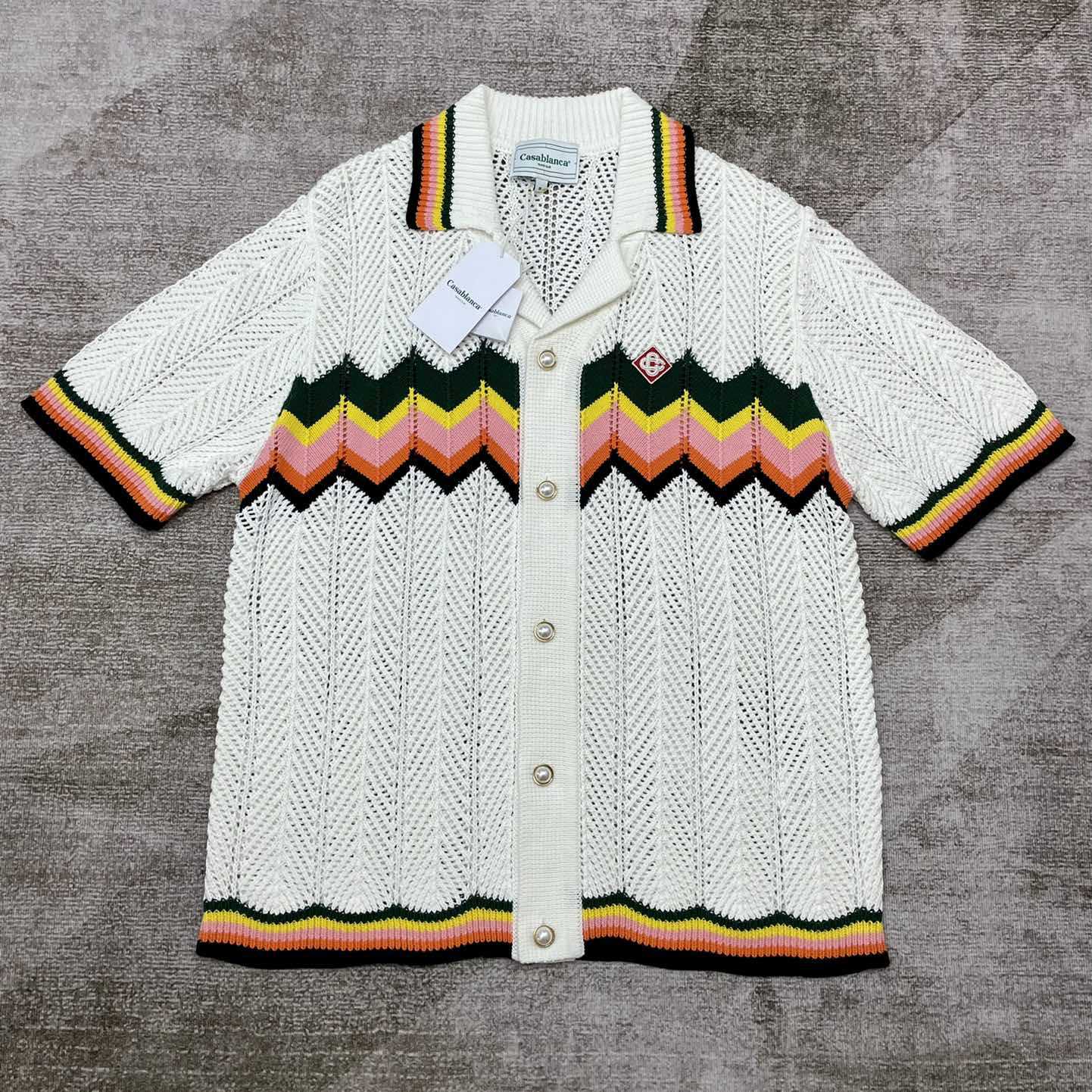 Casablanca Chevron Lace Shirt   D0045 - FashionPlug